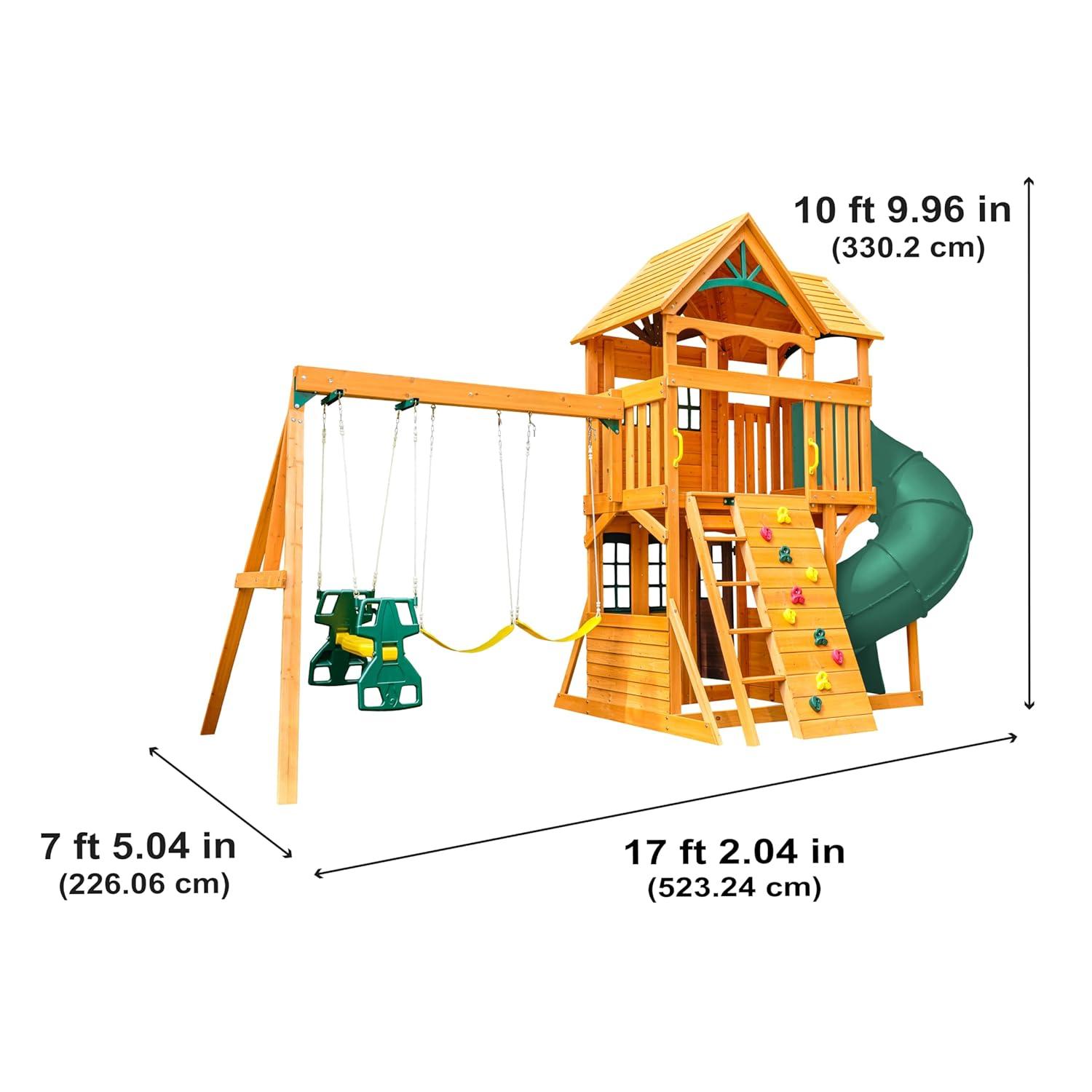 KidKraft KidKraft Boulder Station Wooden Swing Set / Playset with Tube Slide