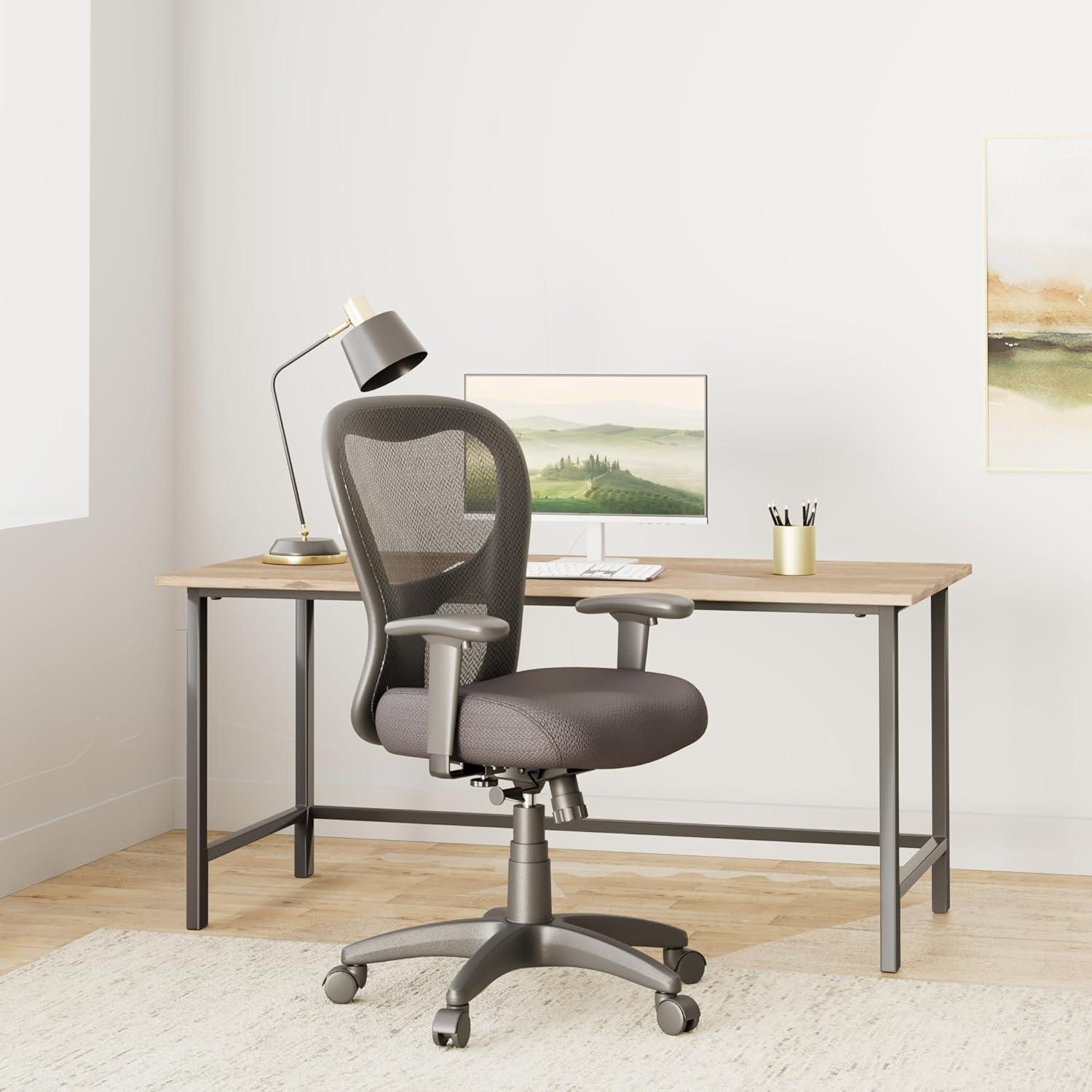 Black Mesh Ergonomic Swivel Task Chair with Adjustable Arms