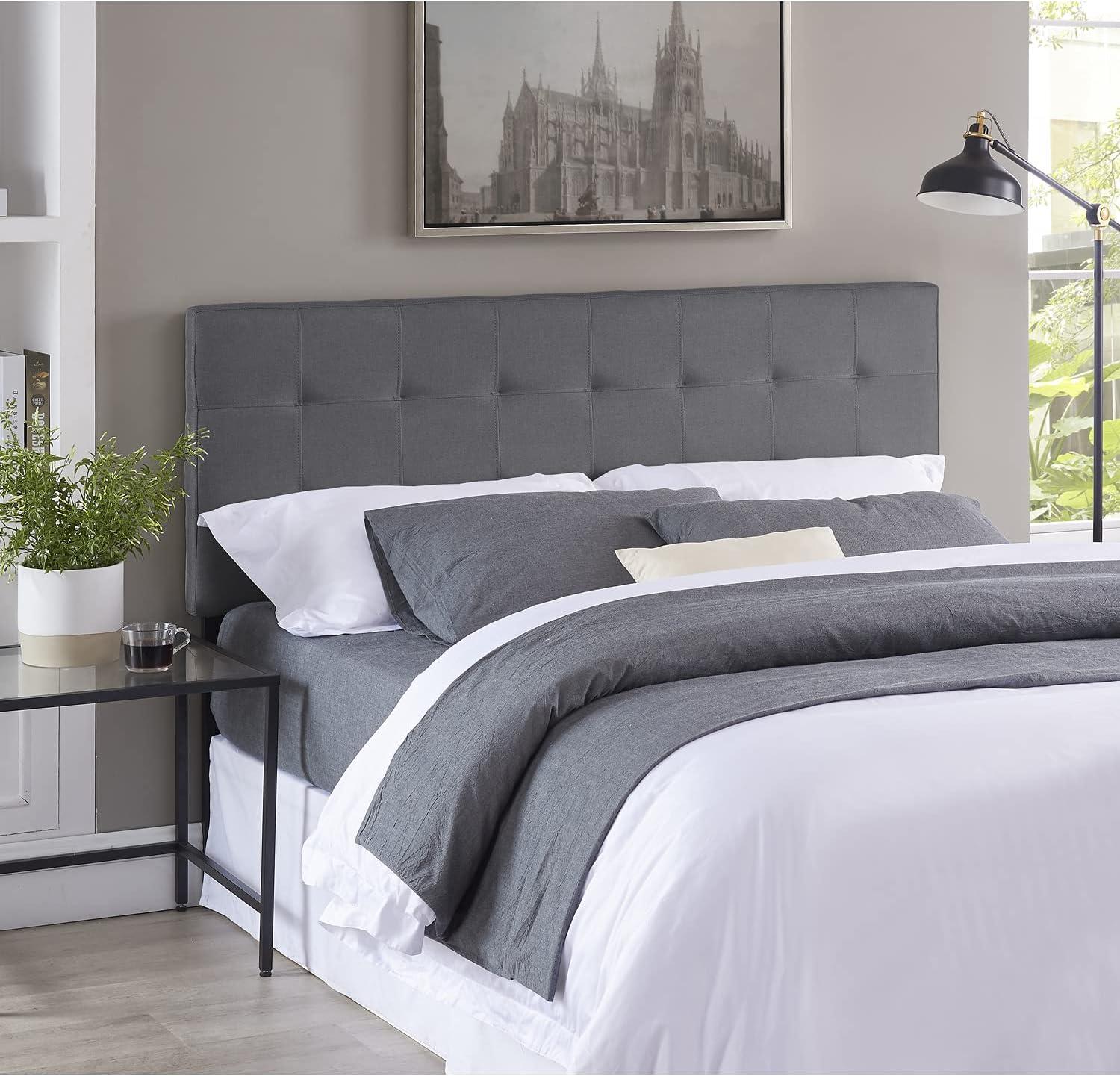 Jessenia Headboards for Full Size Bed, Upholstered Tufted Bed Headboard, 12 Adjustable Positions Full Headboard Only, Wall Mounted Headboard, Bed Backboard Linen Fabric Head Board - Light Gray