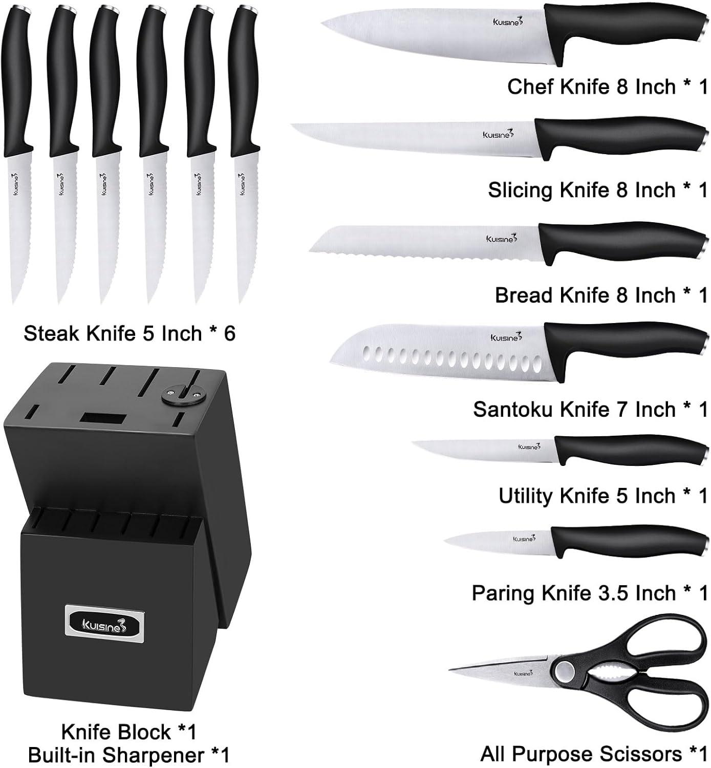 kuisine Kuisine 15 Piece Stainless Steel Knife Block Set