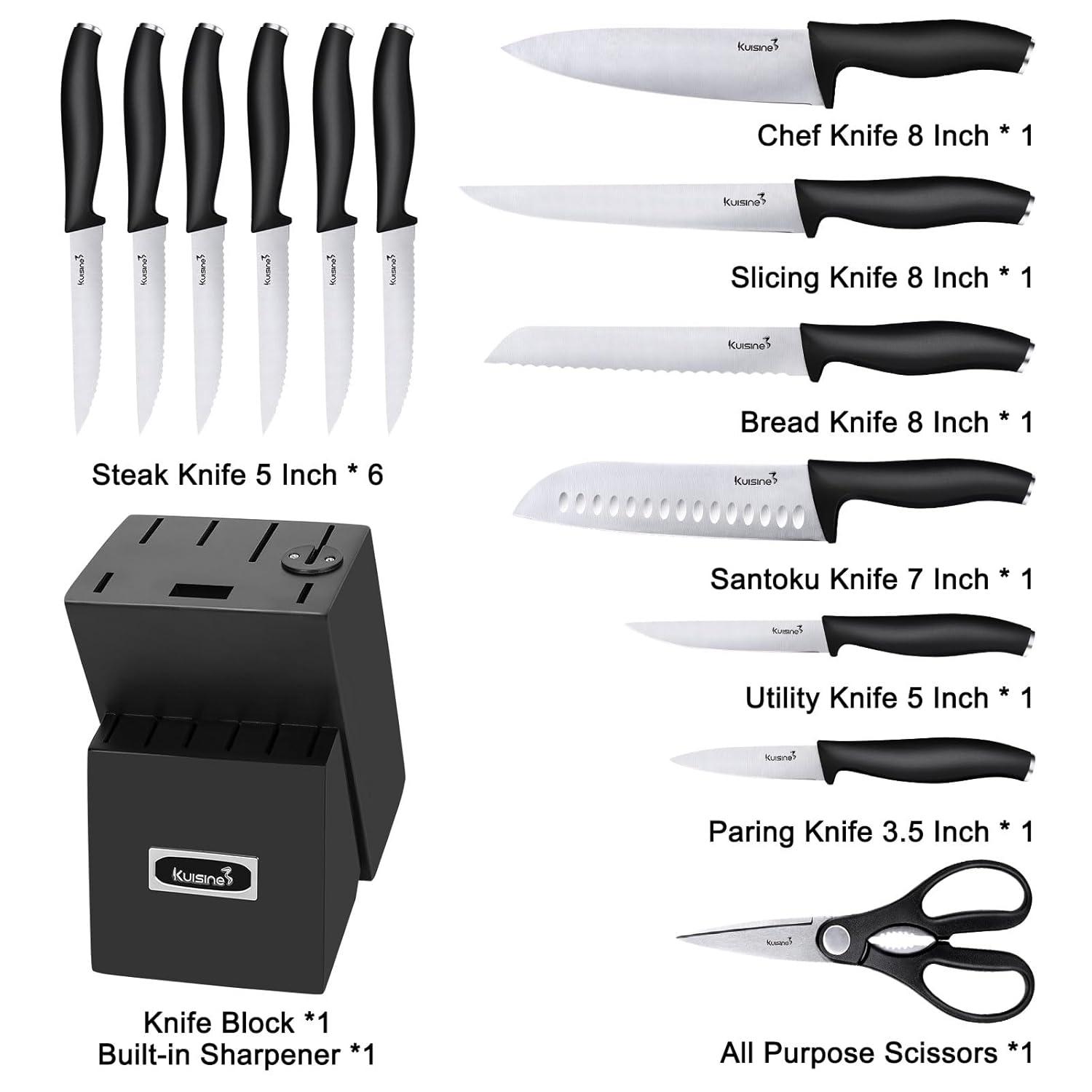 kuisine Kuisine 15 Piece Stainless Steel Knife Block Set