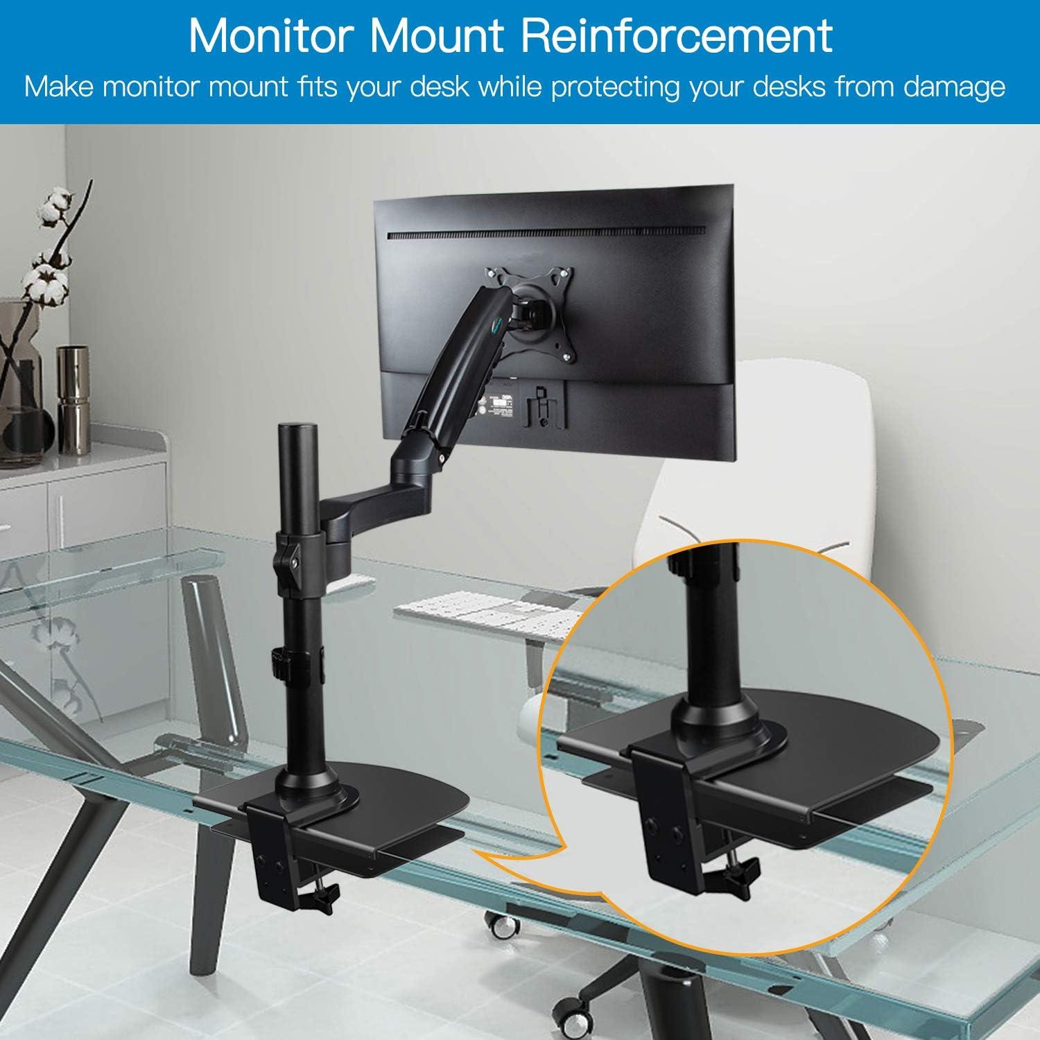 Black Steel Monitor Mount Reinforcement Plate for Desktops