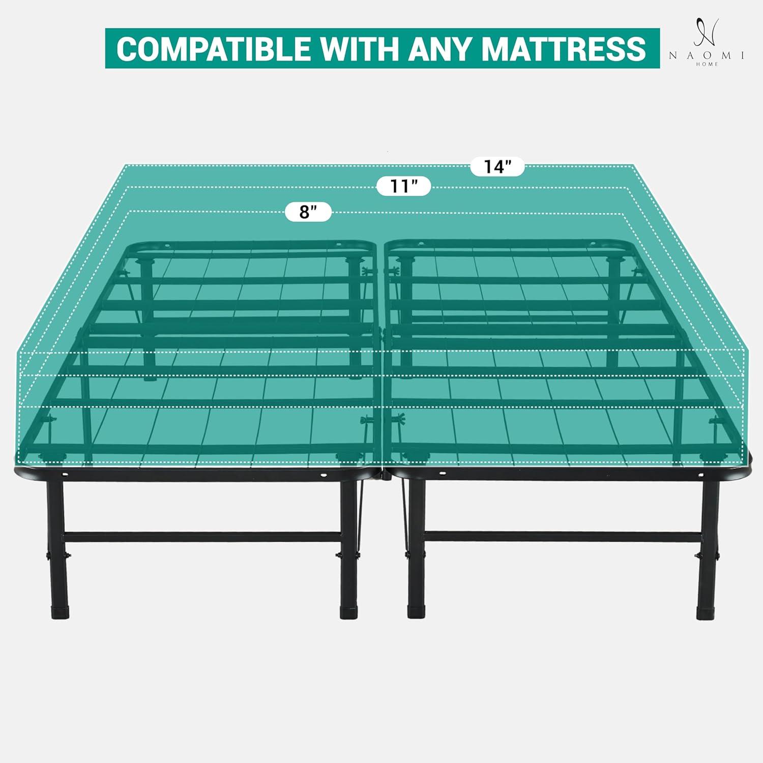 Alwyn Home Muscoy 14" Foldable Steel Bed Frame, No Box Spring Needed, Underbed Storage , Easy Assembly