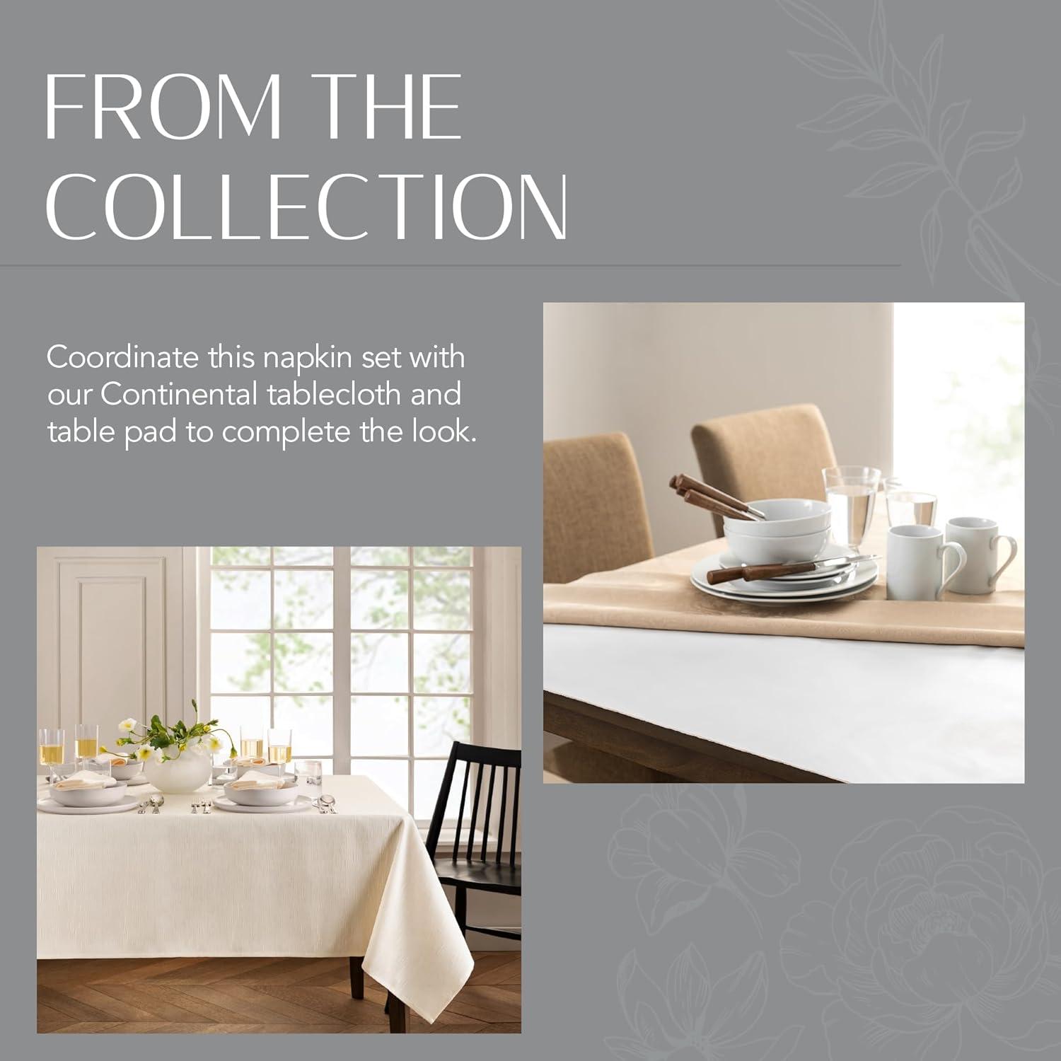 Continental Solid Texture Water and Stain Resistant Napkins, Set of 4 - 17" x 17" - Ivory - Elrene Home Fashions