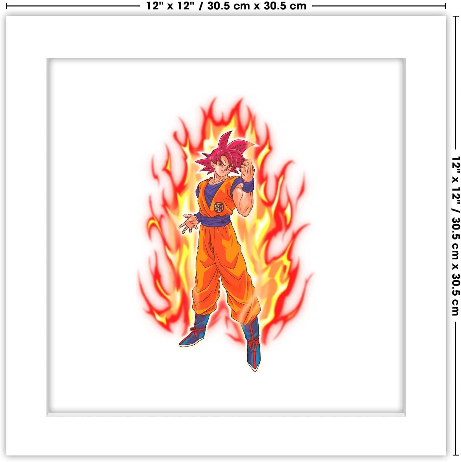 Gallery Pops Dragon Ball: Super - Super Saiyan God Goku Wall Art, White Framed Version, 12" x 12"