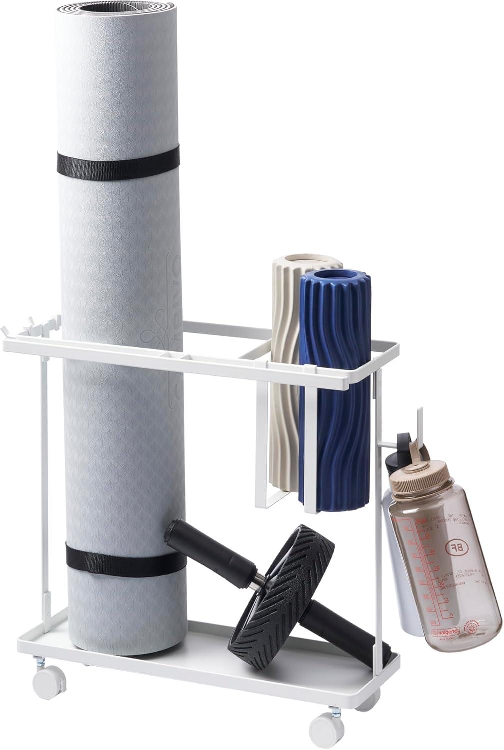 Yamazaki Home 1989 Yamazaki Home Fitness Equipment Storage Cart, Steel, Holds 16.5 Lbs, Wheels