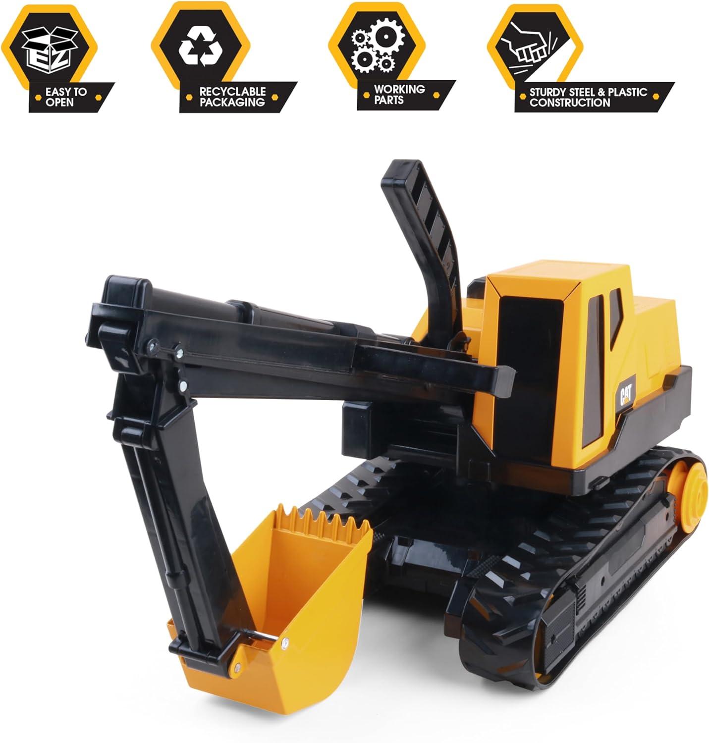 Heavy-Duty Yellow and Black Steel Excavator Toy