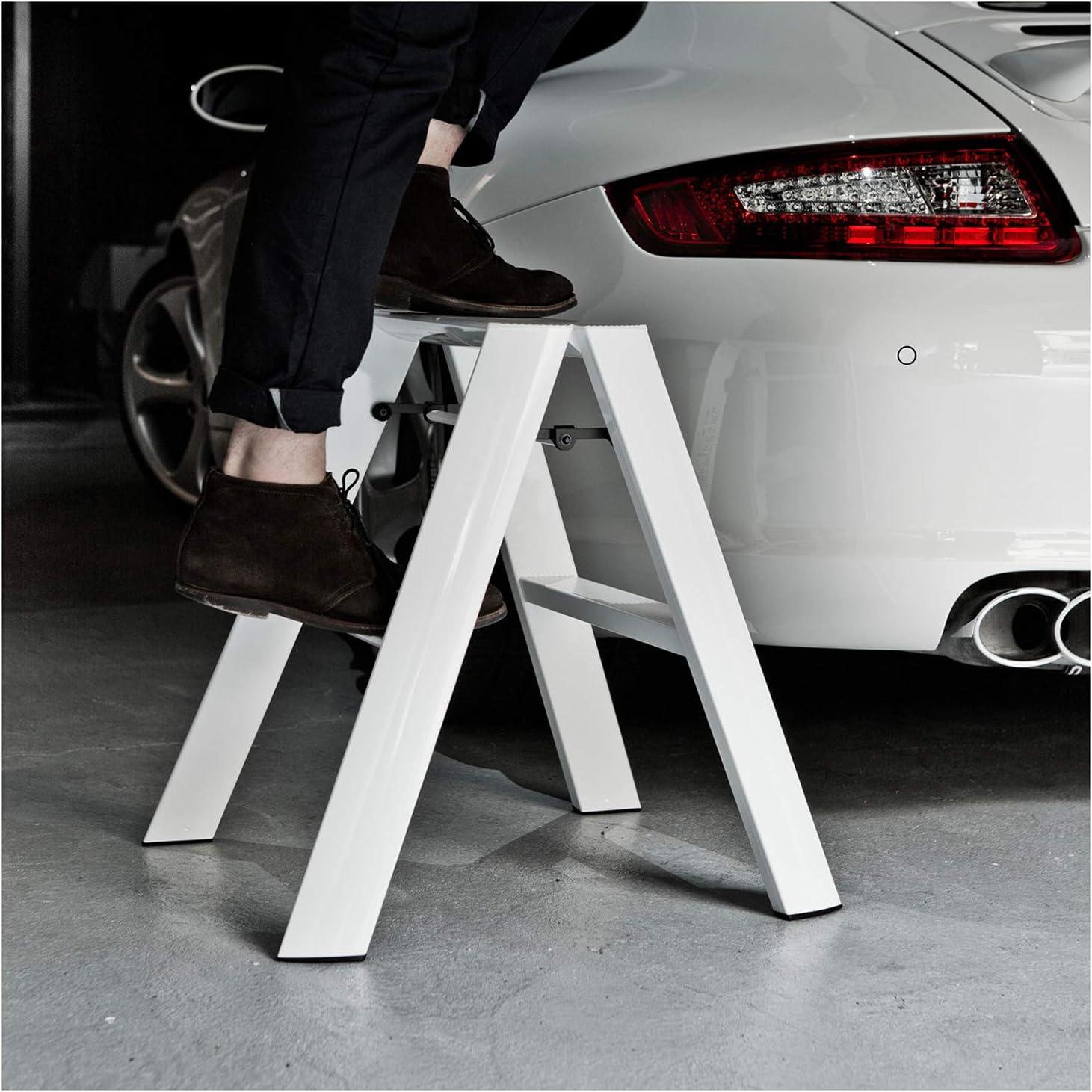 White Aluminum 2-Step Folding Step Stool