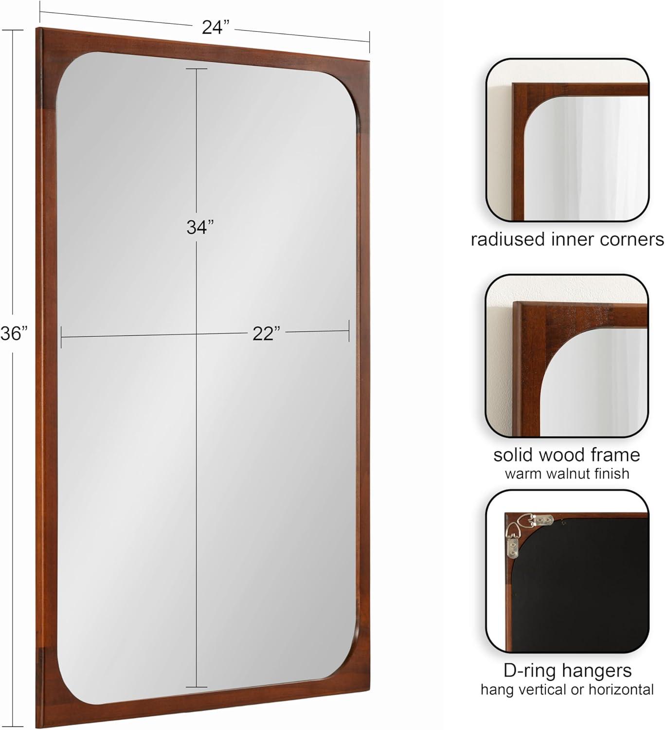 Kate & Laurel All Things Decor 24"x36" Kenai Framed Wall Mirror Walnut Brown: Modern Rectangular Design, No Assembly Required