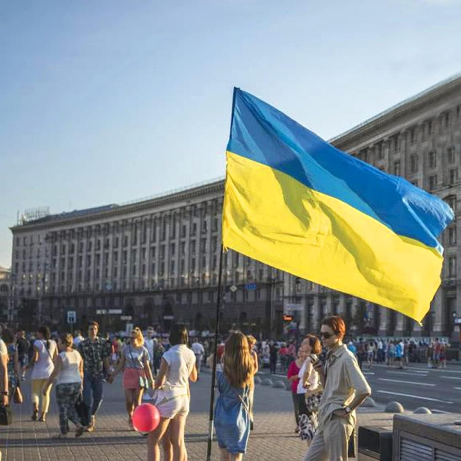 AhfuLife Ukraine Flag 3x5 Ft, Large Ukrainian Flags for Outside - Double Sided with Brass Eyelets for Olympic Party Decorations, Bar Garden Street Decoration Indoor Outdoor