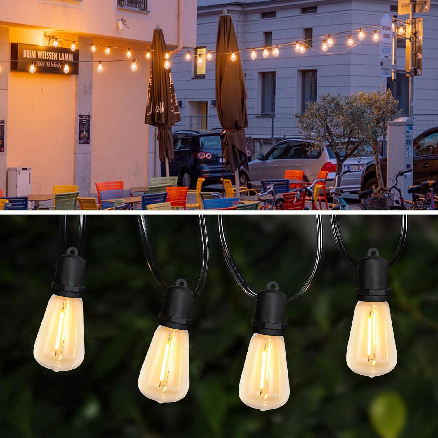 Arlmont & Co. Arlmont & Co. LED Outdoor String Lights 100FT Patio Lights With 52 Shatterproof ST38 Vintage Edison Bulbs