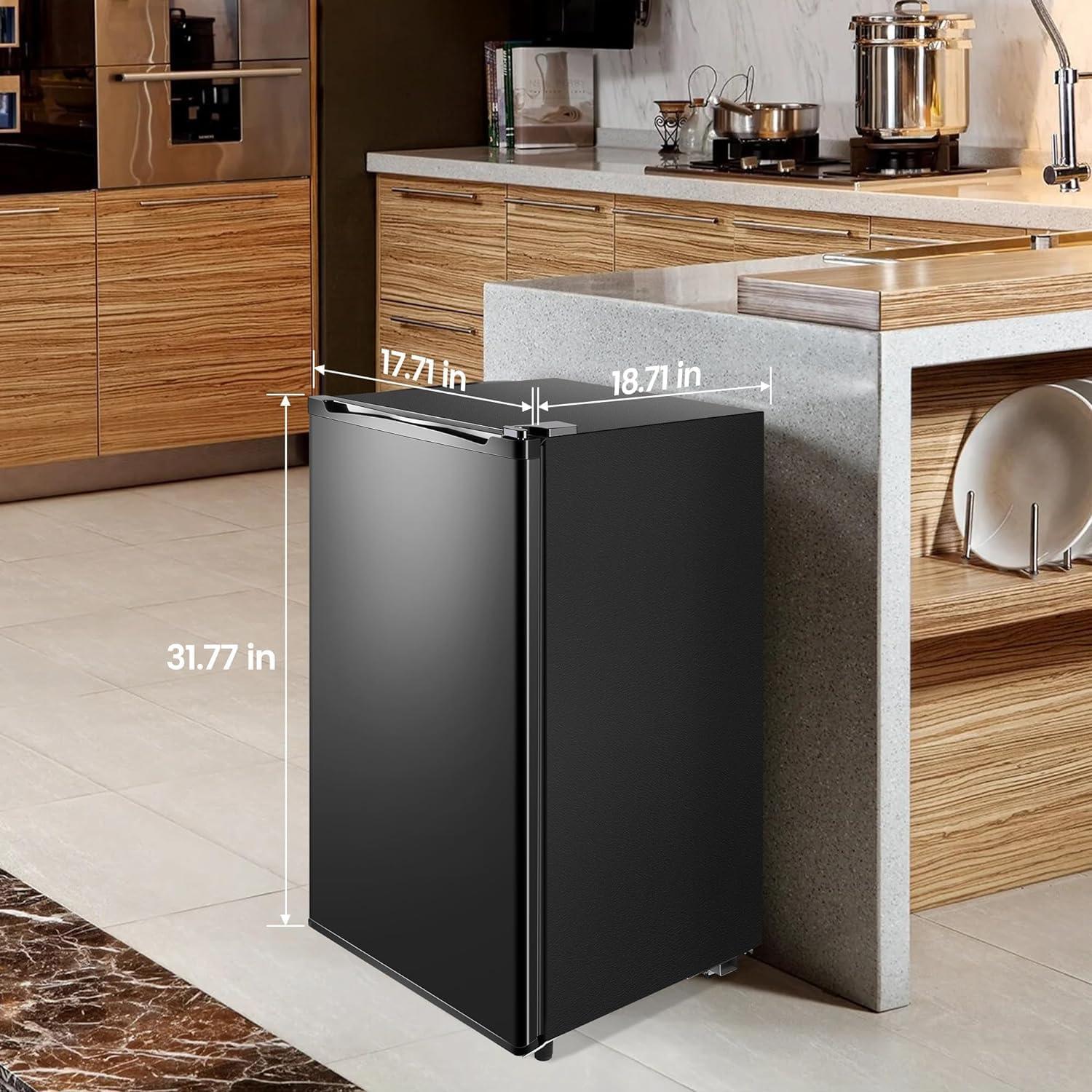 Elevon 3.2 Cu.Ft Mini Fridge with Freezer Small Refrigerator Single Door Adjustable Thermostat Energy-efficient Low Noise, Compact Fridge for Bedroom, Office, Dorm