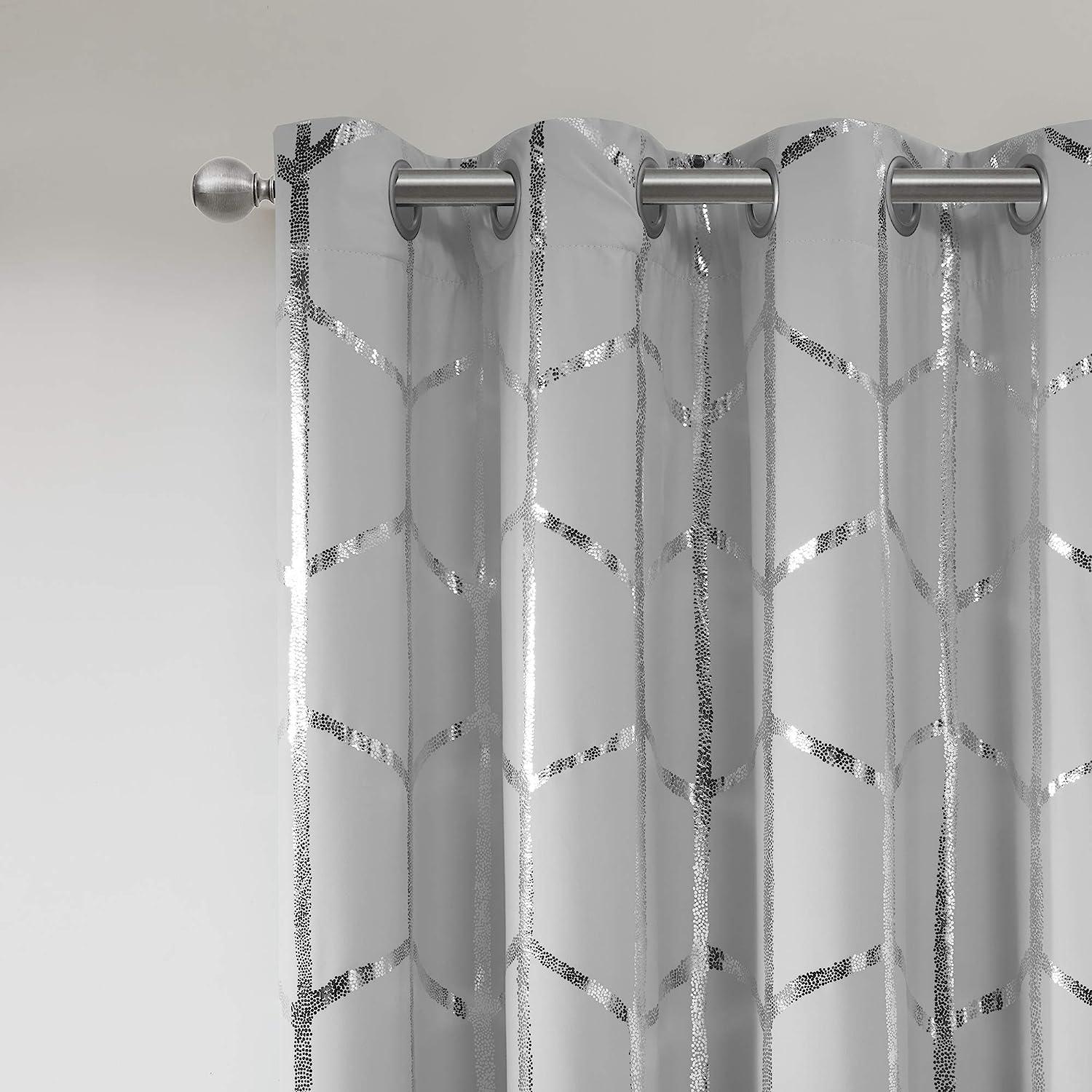 Intelligent Design Raina Geometric Total Blackout Grommet Single Curtain Panel