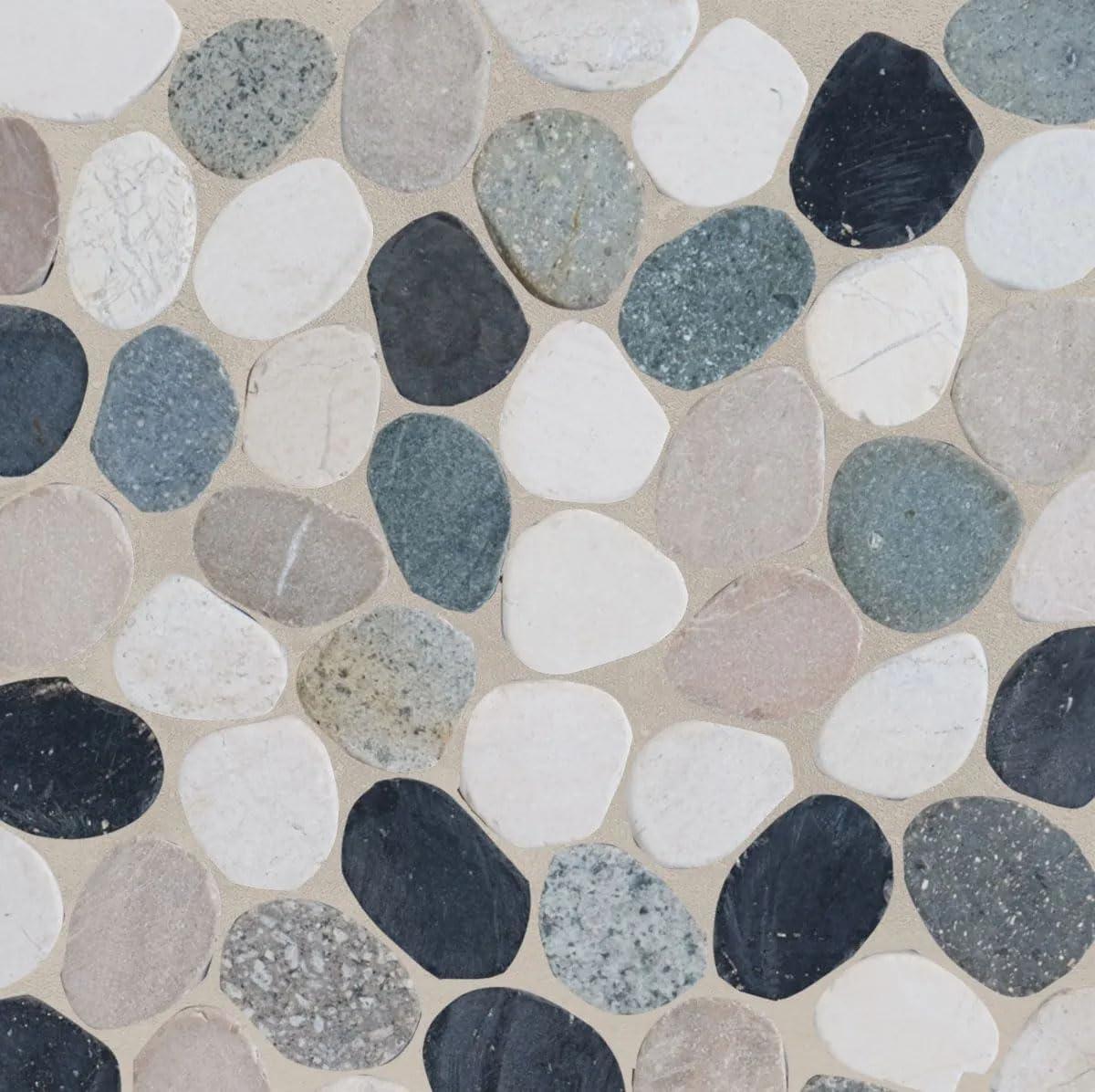 b.o.i Hawaii 12" x 12" Natural Stone Pebbles Mosaic Wall & Floor Tile