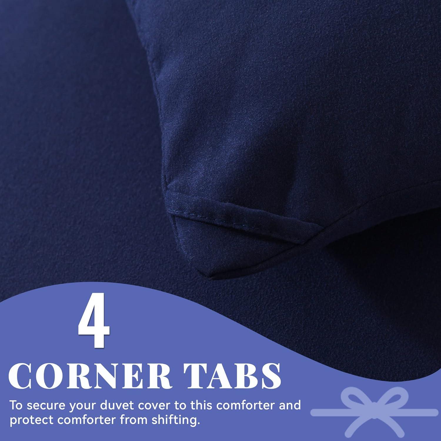 All Season Down Alternative Duvet Insert with Corner Tabs Hypoallergenic Ultra Soft 1 Piece Comforter - Twin , Navy Blue