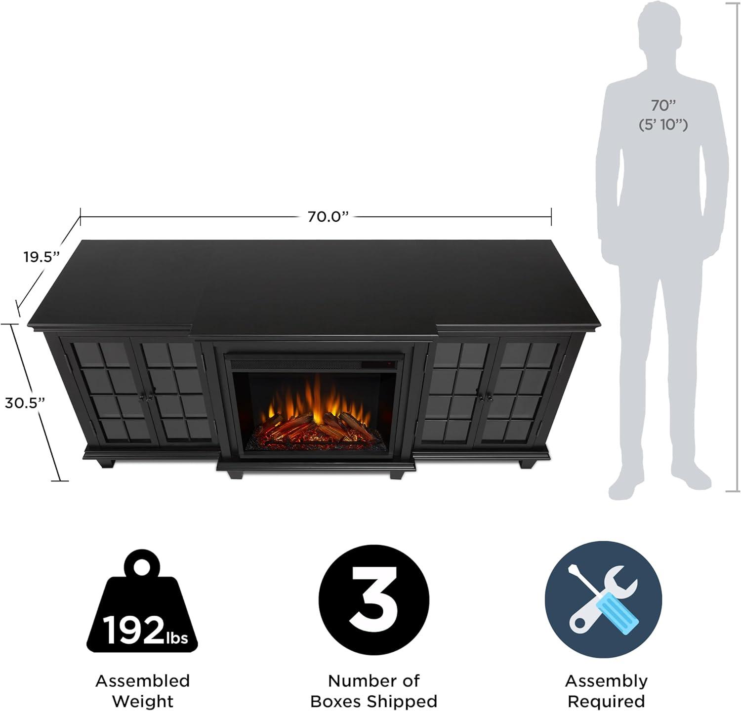 Marlowe 70" Electric Fireplace TV Stand in Black by Real Flame
