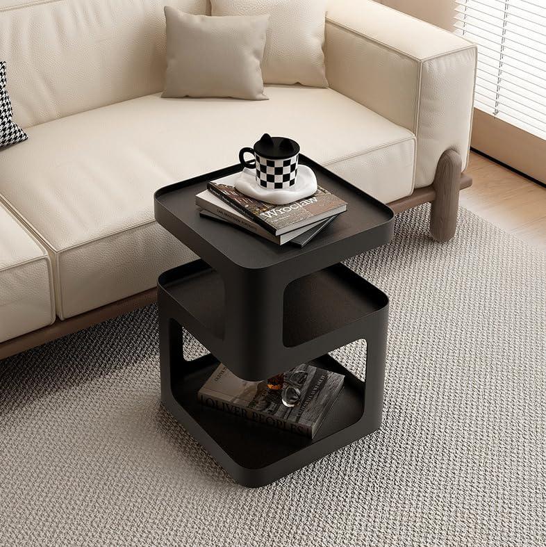 Metal Nightstand, Small End Table, Modern Side Table, Accent Bedside Table, 3 Tier Night Stands, Bed Side Table for Living Room Bedroom Outdoor Entryway, No Assembly Required, Black