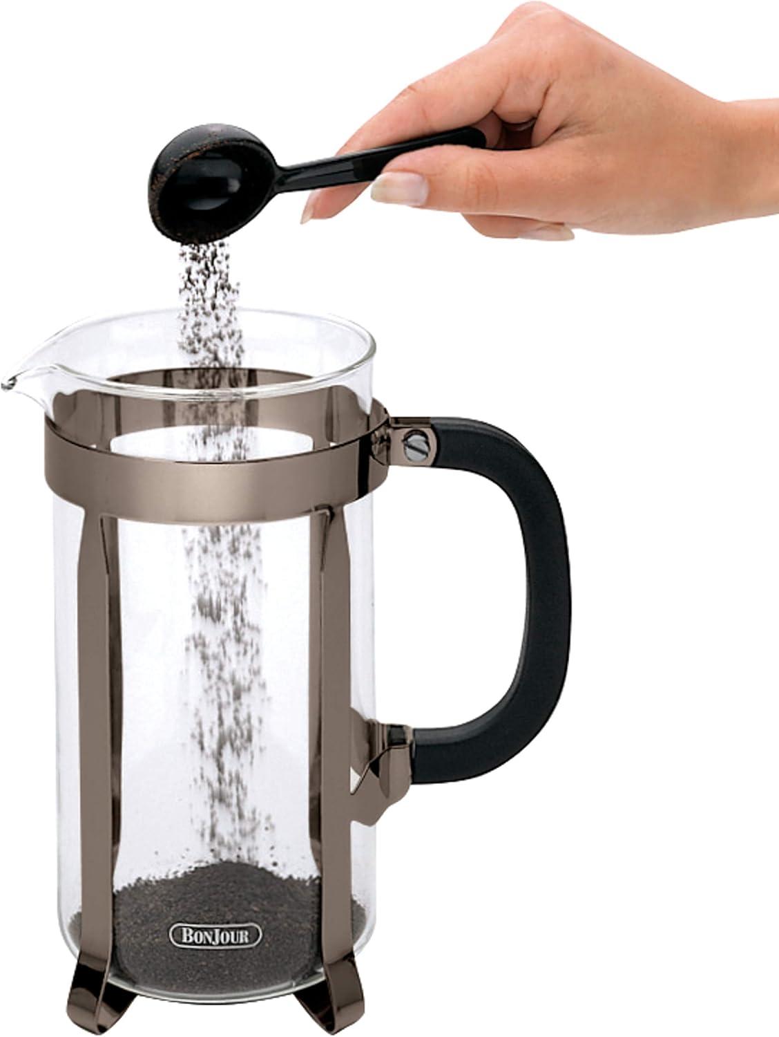 BonJour Coffee Stainless Steel French Press with Glass Carafe, 33.8-Ounce, Maximus, Truffle