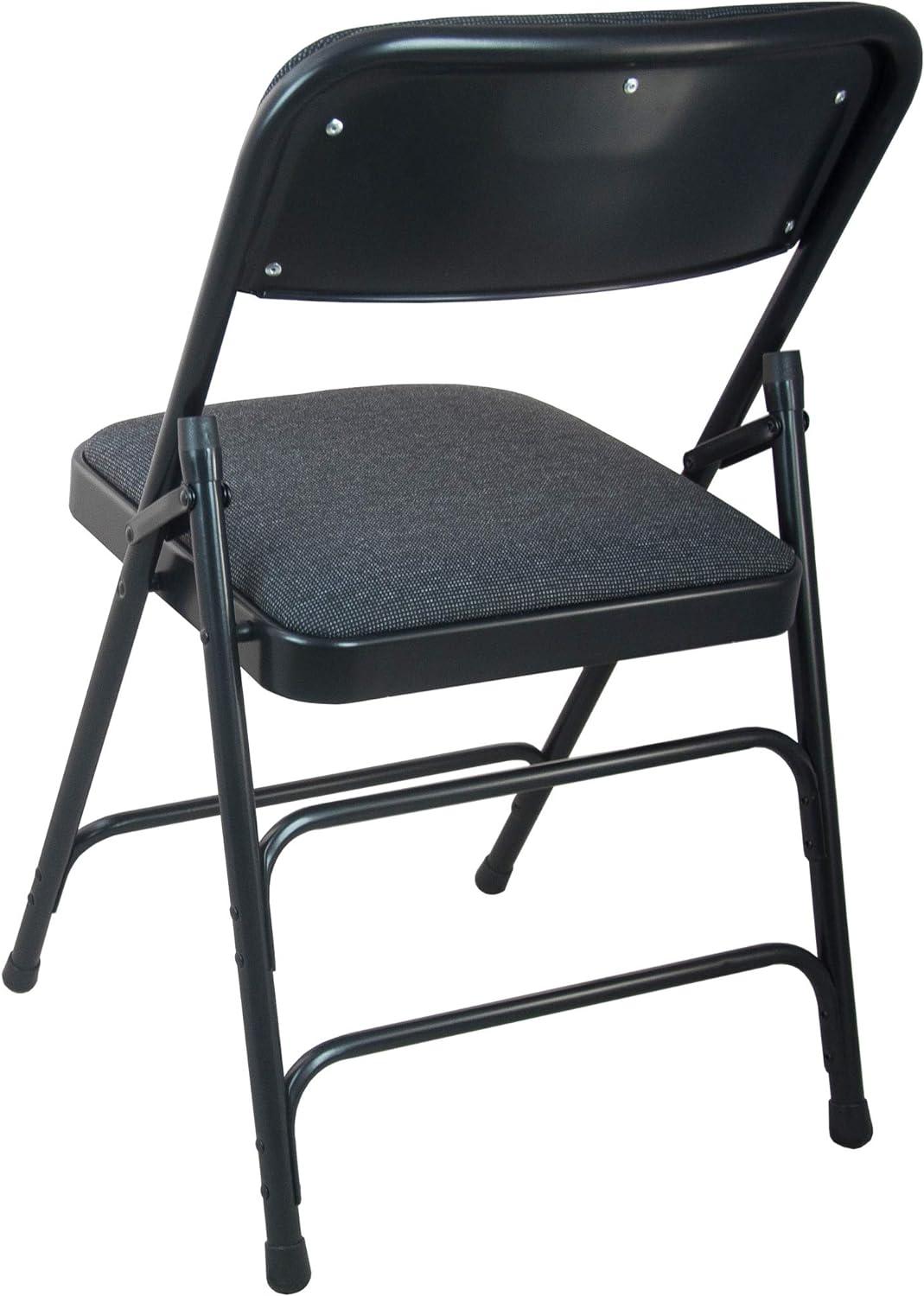 Black Metal and Fabric Armless Folding Chair Set