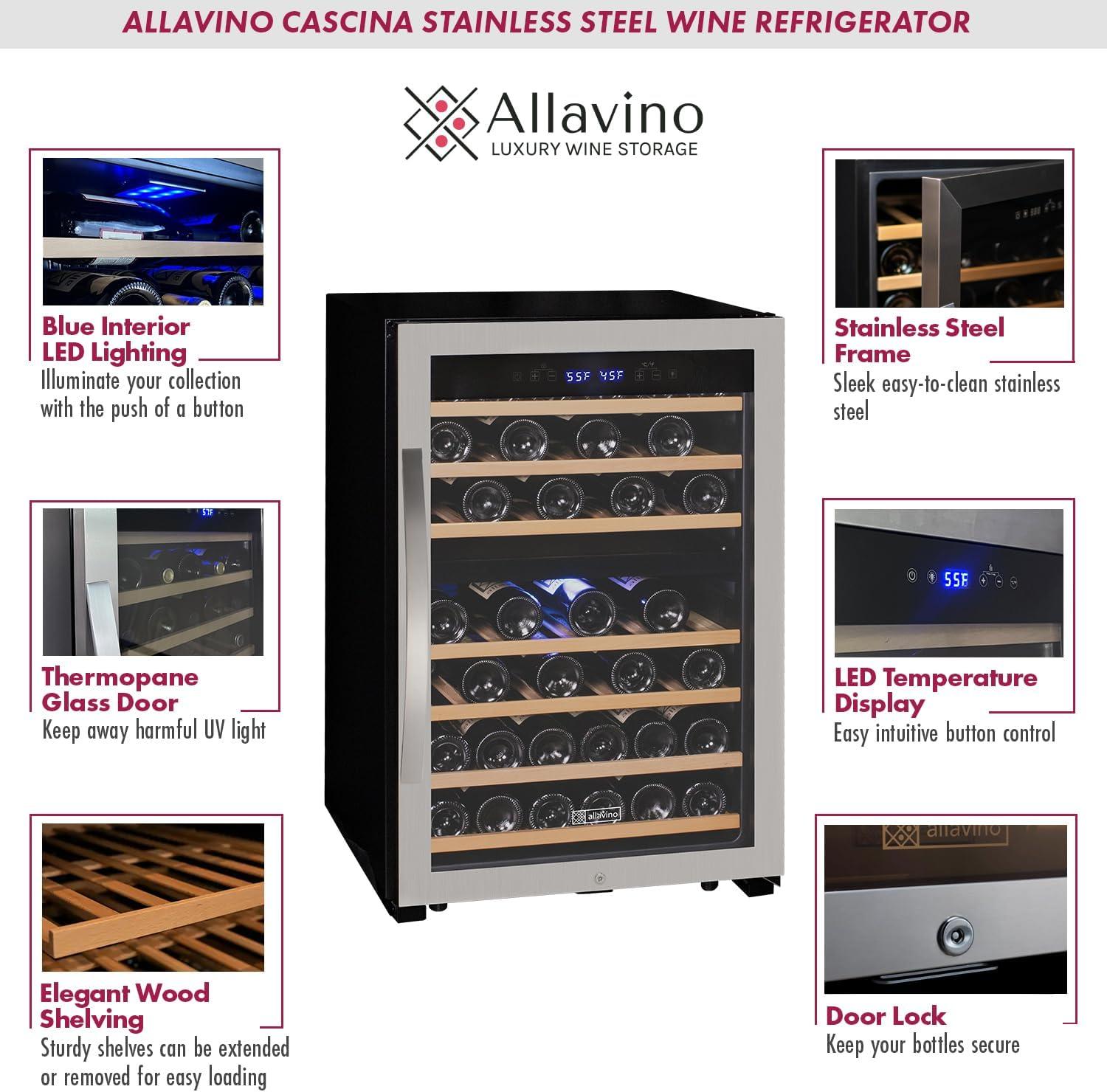 Stainless Steel Dual Zone Freestanding Wine Cooler with LED Lighting