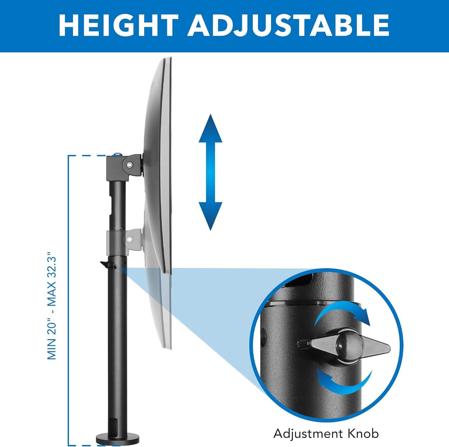 Black Adjustable POS Monitor Mount with Cable Management