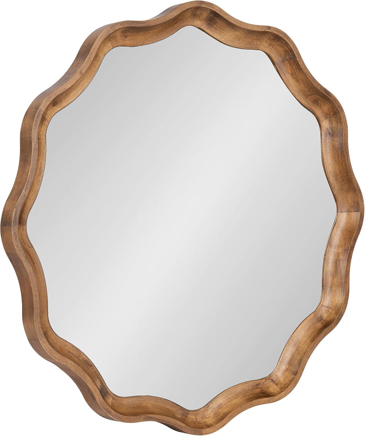 Kate & Laurel All Things Decor 28"x28" Hatherleigh Round Scallop Mirror: Wall Mount, Transitional Decor