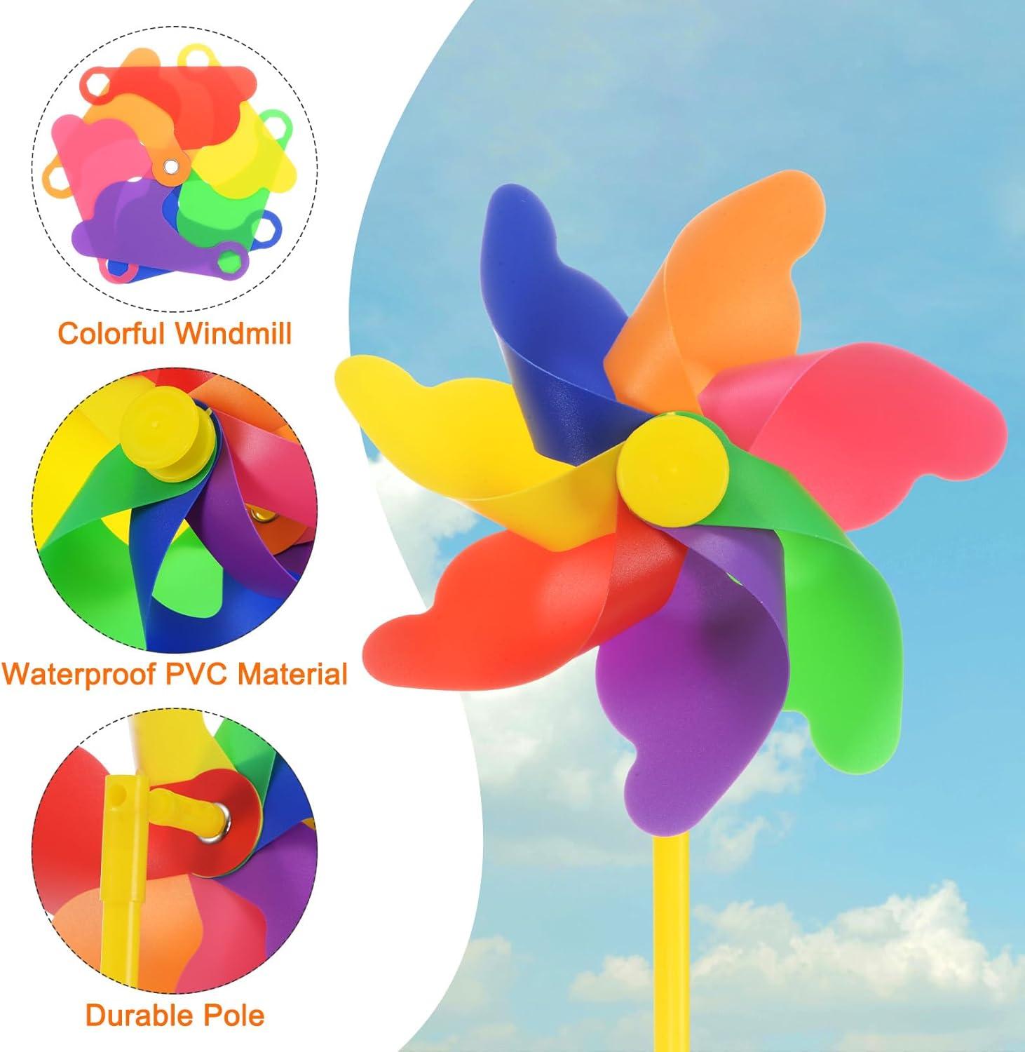 Colorful PVC Garden Wind Spinner with Fiberglass Pole