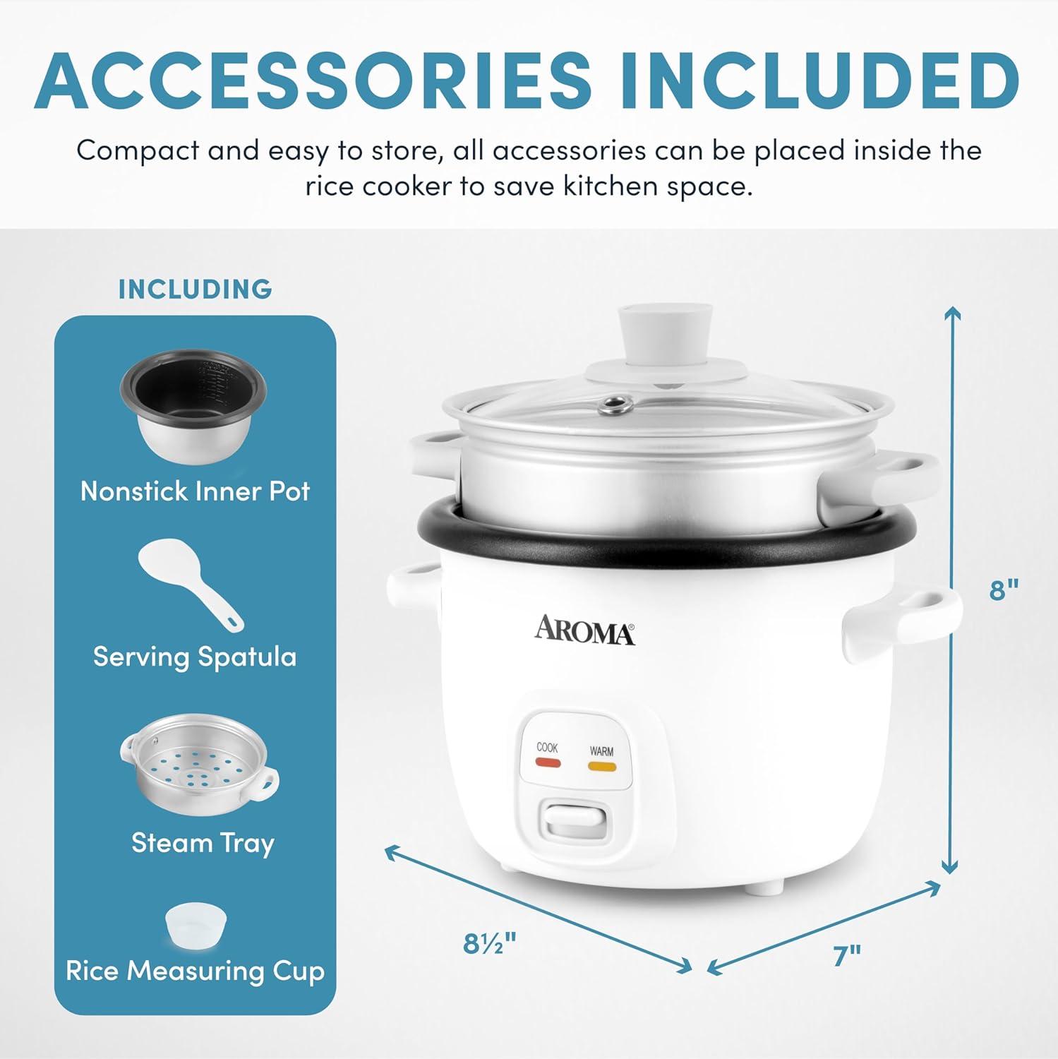 Aroma AROMA Mini Rice Cooker, 2-Cup (Uncooked) / 4-Cup (Cooked), 1.5 Qt