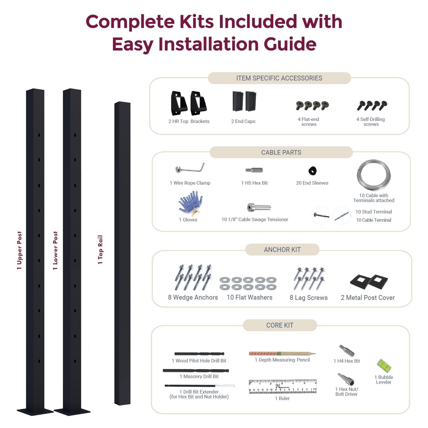 CR Home Hand Rails for Outdoor Steps for Porch, Deck, & Balcony Railing