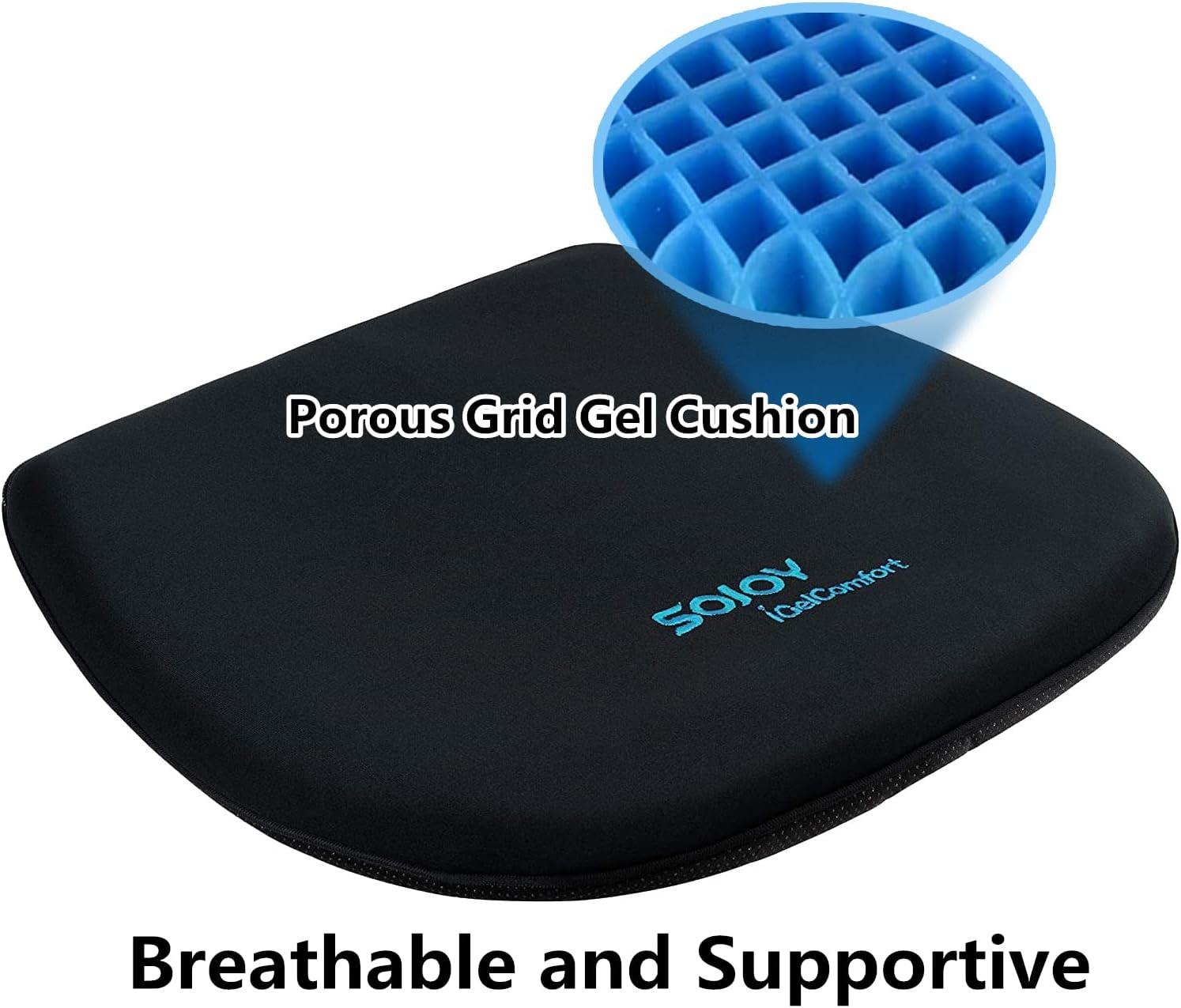 Sojoy Gel Seat Cushion Coccyx Orthopedic Breathable Gel and Memory Foam Car Seat Cushion Summer Cooling Cushion(Black)