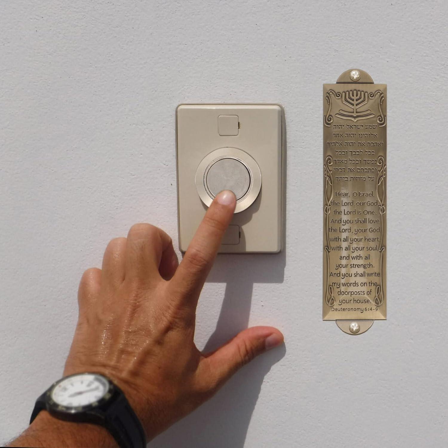 Vintage Metal Mezuzah Case with Hebrew Scroll Blessing