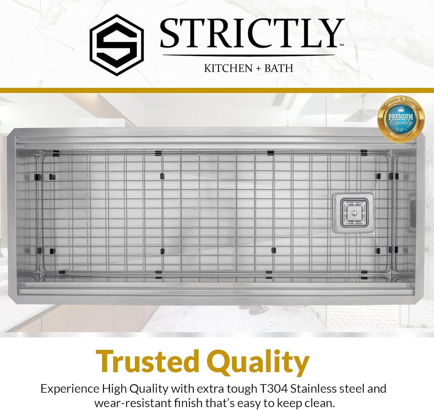 Strictly Sinks 45 Inch Black Workstation Sink - 16 Gauge Stainless Steel Sink, 2-Tier Undermount Kitchen Sink with Accessories