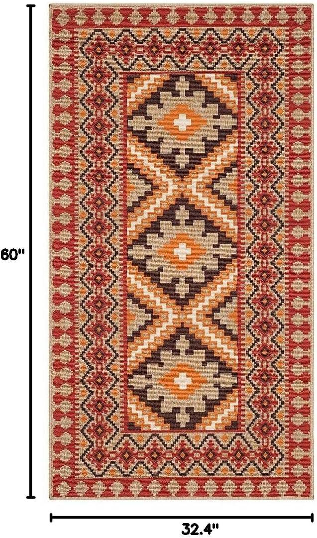 Veranda VER099 Power Loomed Indoor and Outdoor Accent Rug - Red/Natural - 2'7"x5' - Safavieh.
