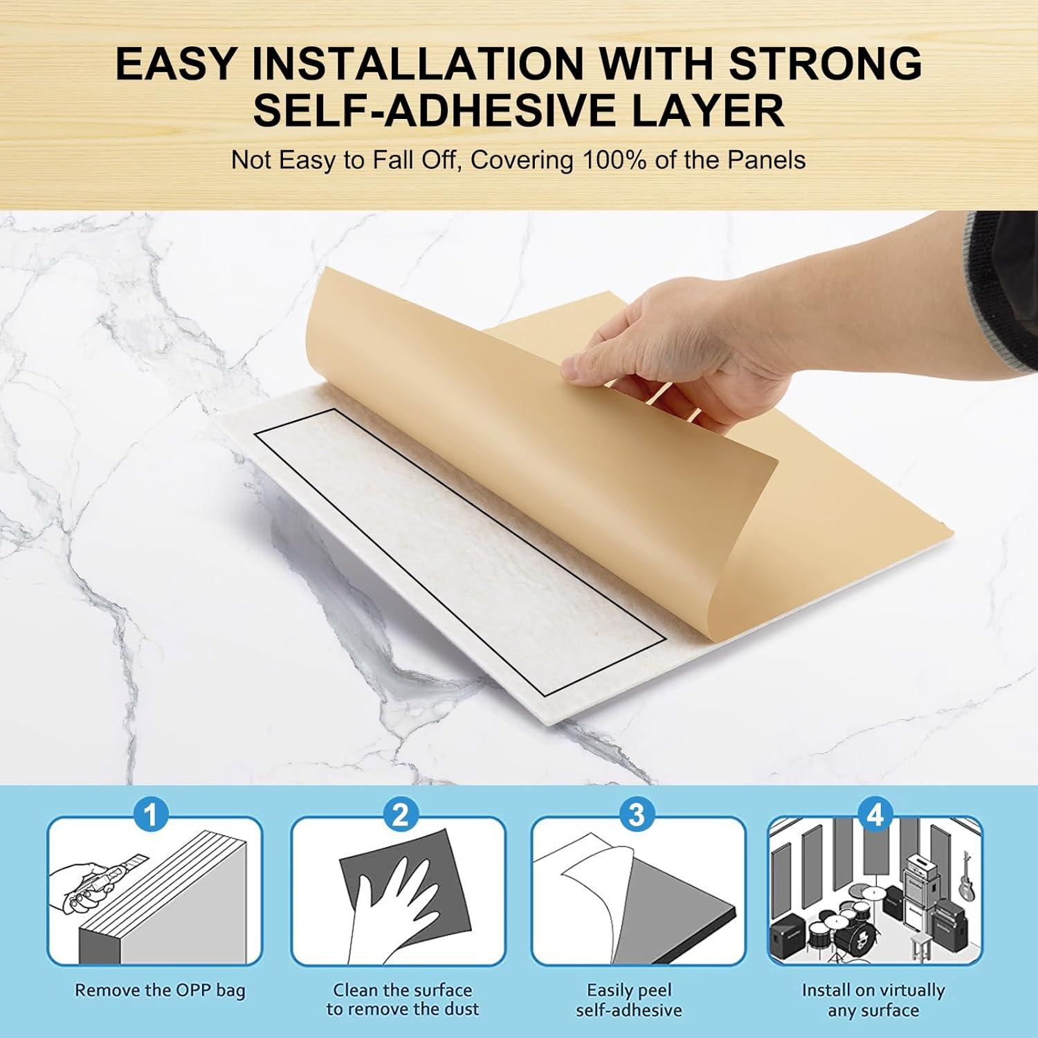 Kuchoow 12 Packs Acoustic Panels Noise Cancelling Sound Proof Foam Panels For Walls 12x12x0.4'' Acoustic Wall Panels