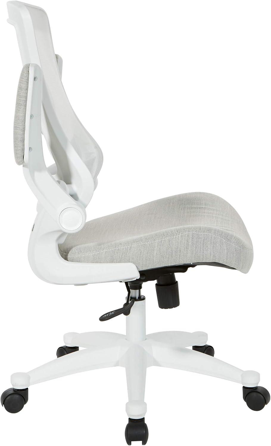 White Screen Back Manager's Chair in Linen Stone Gray Fabric