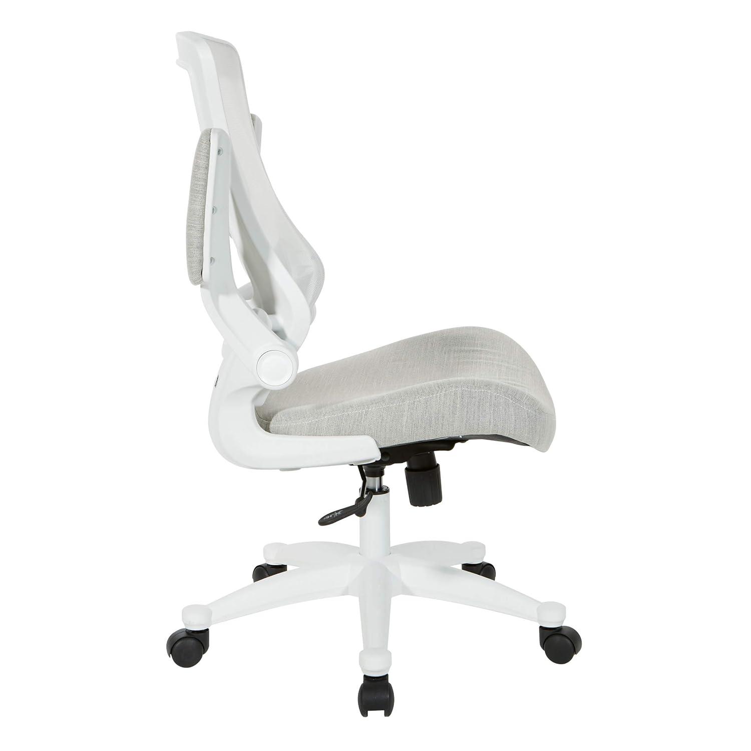 White Screen Back Manager's Chair in Linen Stone Gray Fabric