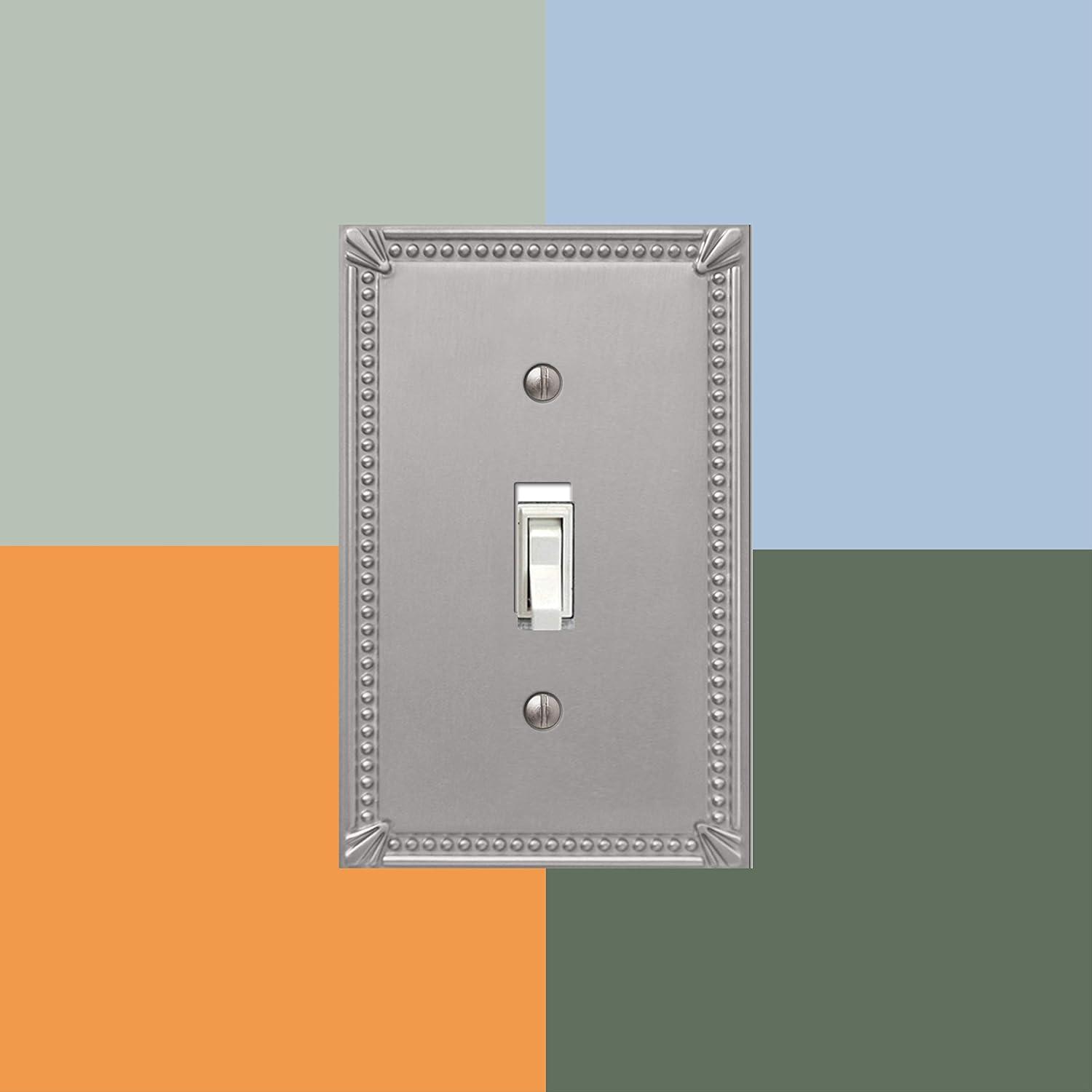 Amerelle 74TDBN Moderne Wallplate 1 Toggle / 1 Duplex Cast Metal Brushed Nickel 1-Pack