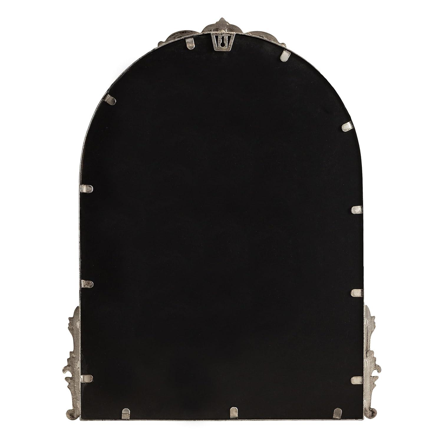 Kate & Laurel All Things Decor 21"x26" Myrcelle Decorative Framed Wall Mirror: Antique Silver, Arched, Ornate Garland Design