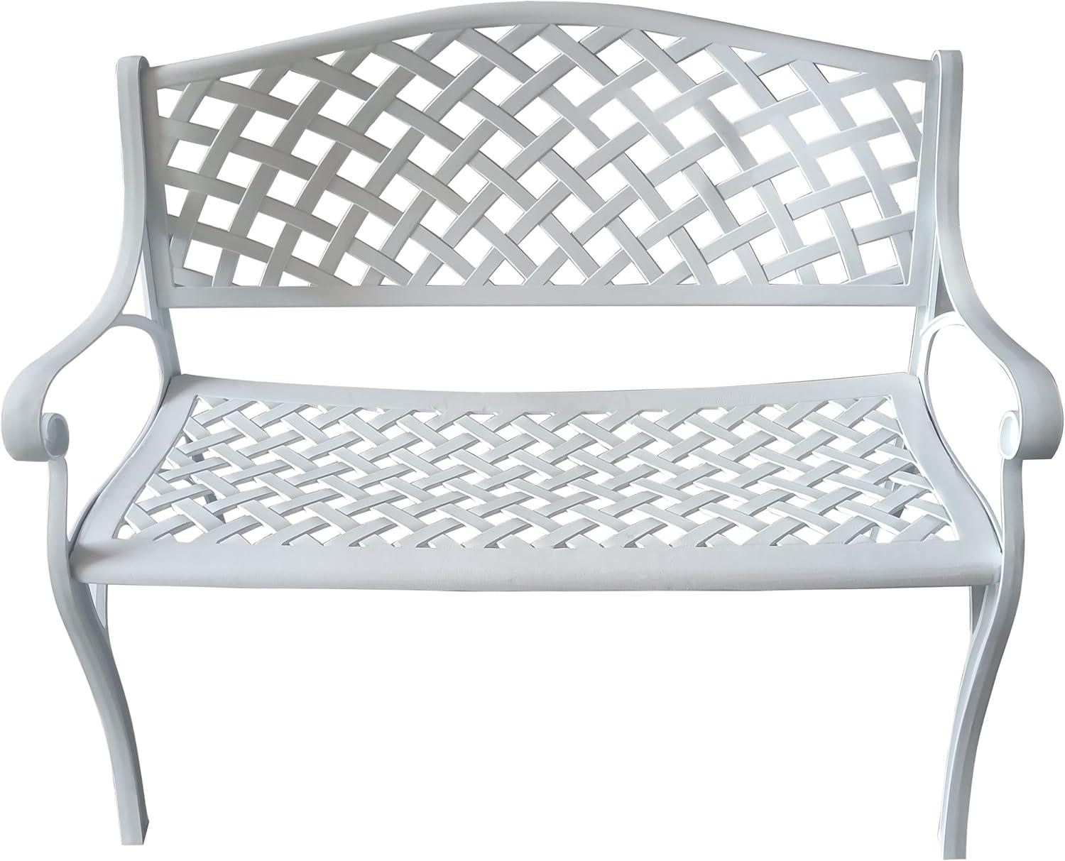 Oakland Living Outdoor Aluminum Modern Black Bronze Grey White Patio Bench Loveseat White