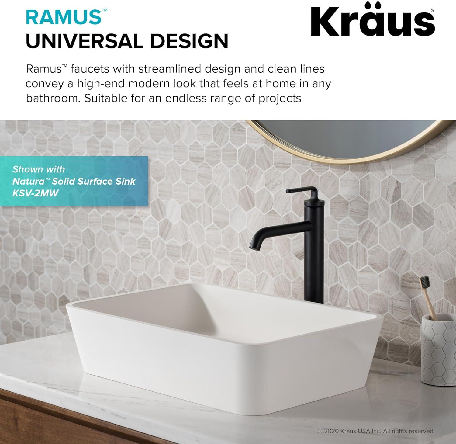 Ramus Single Handle Vessel Sink Bathroom Faucet with Drain Assembly