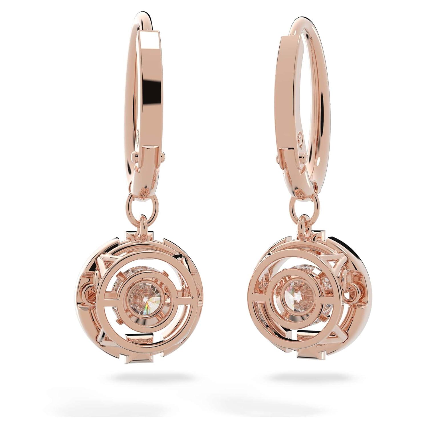 Elegant Rose Gold Plated Swarovski Crystal Drop Earrings