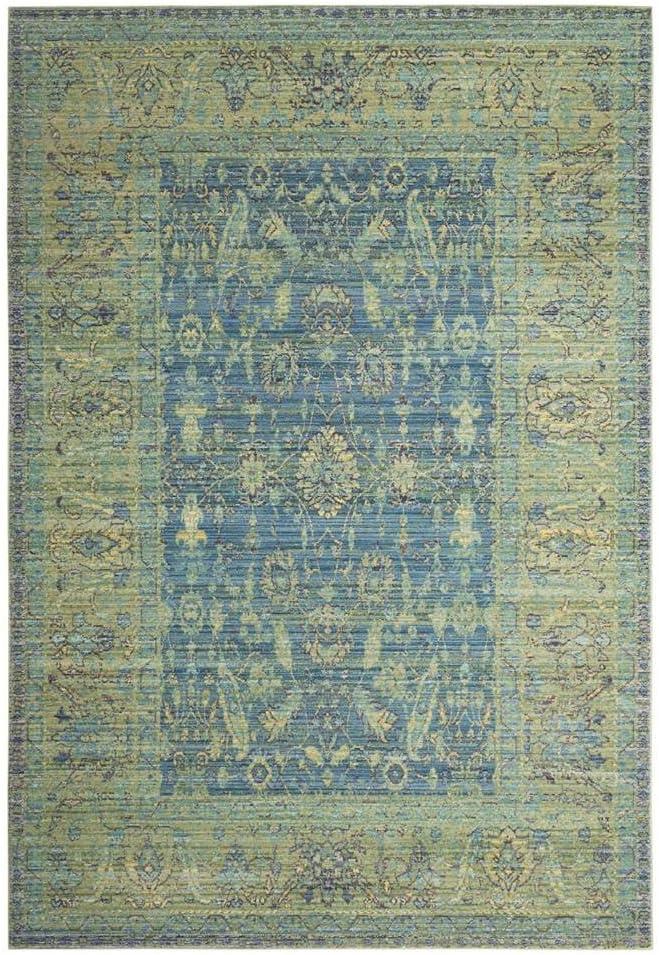 Valencia Blue and Multicolor Synthetic 3' x 5' Area Rug