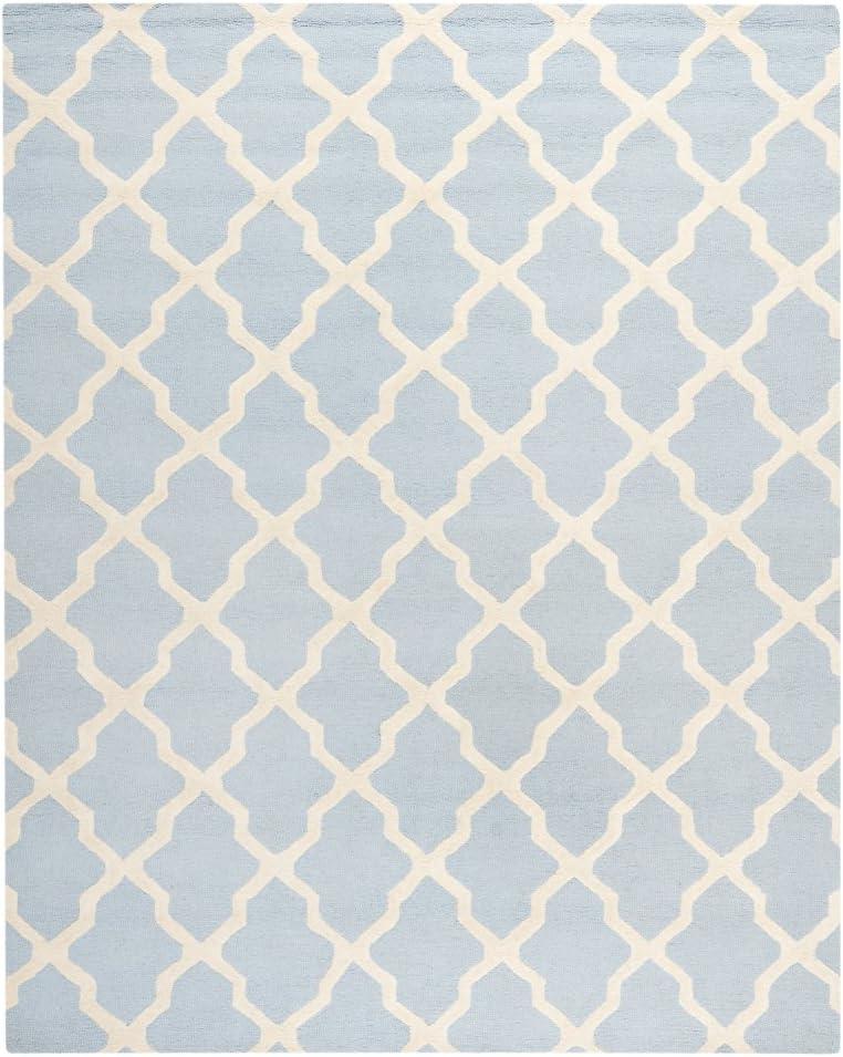 SAFAVIEH Cambridge Liam Geometric Wool Area Rug, Light Blue/Ivory, 5' x 8'