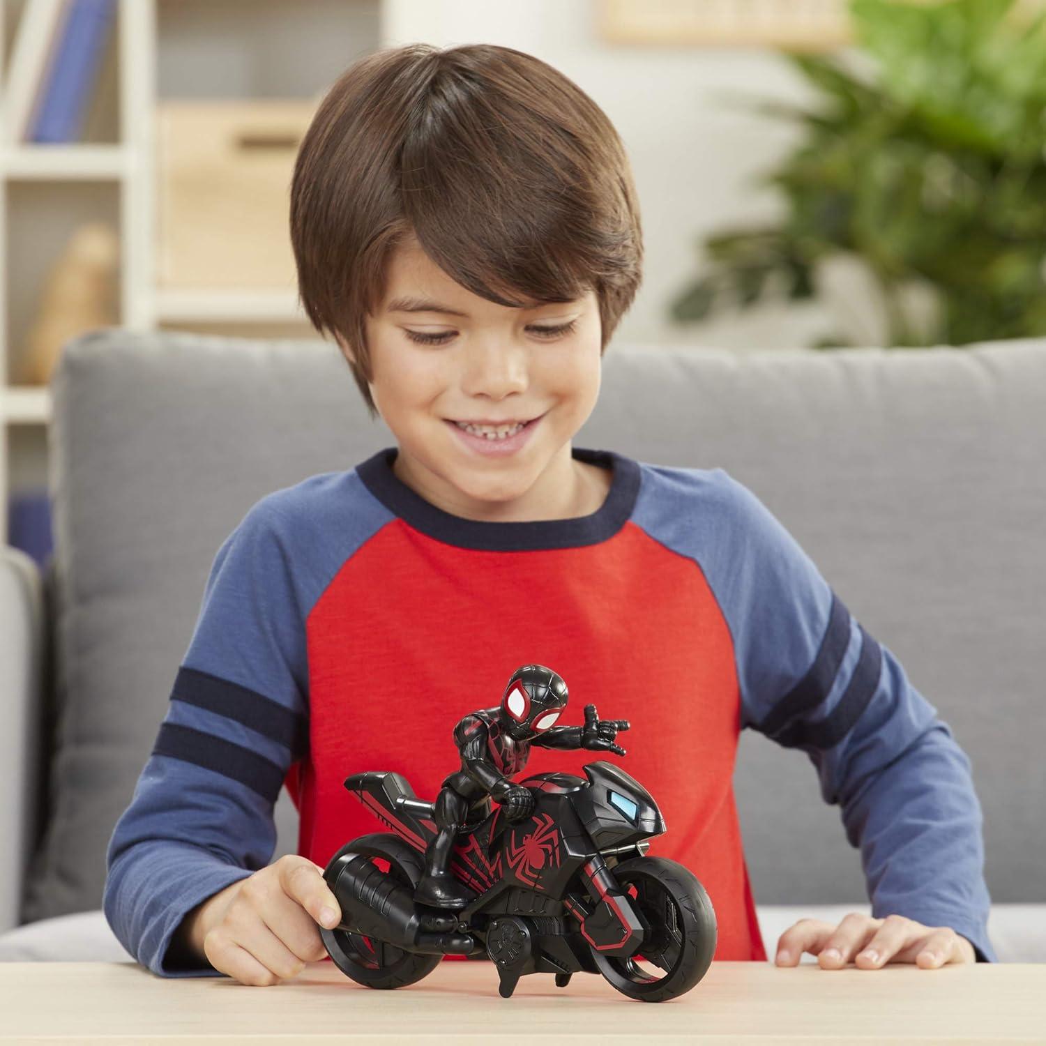 Kid Arachnid Black and Red Action Figure with Motorcycle