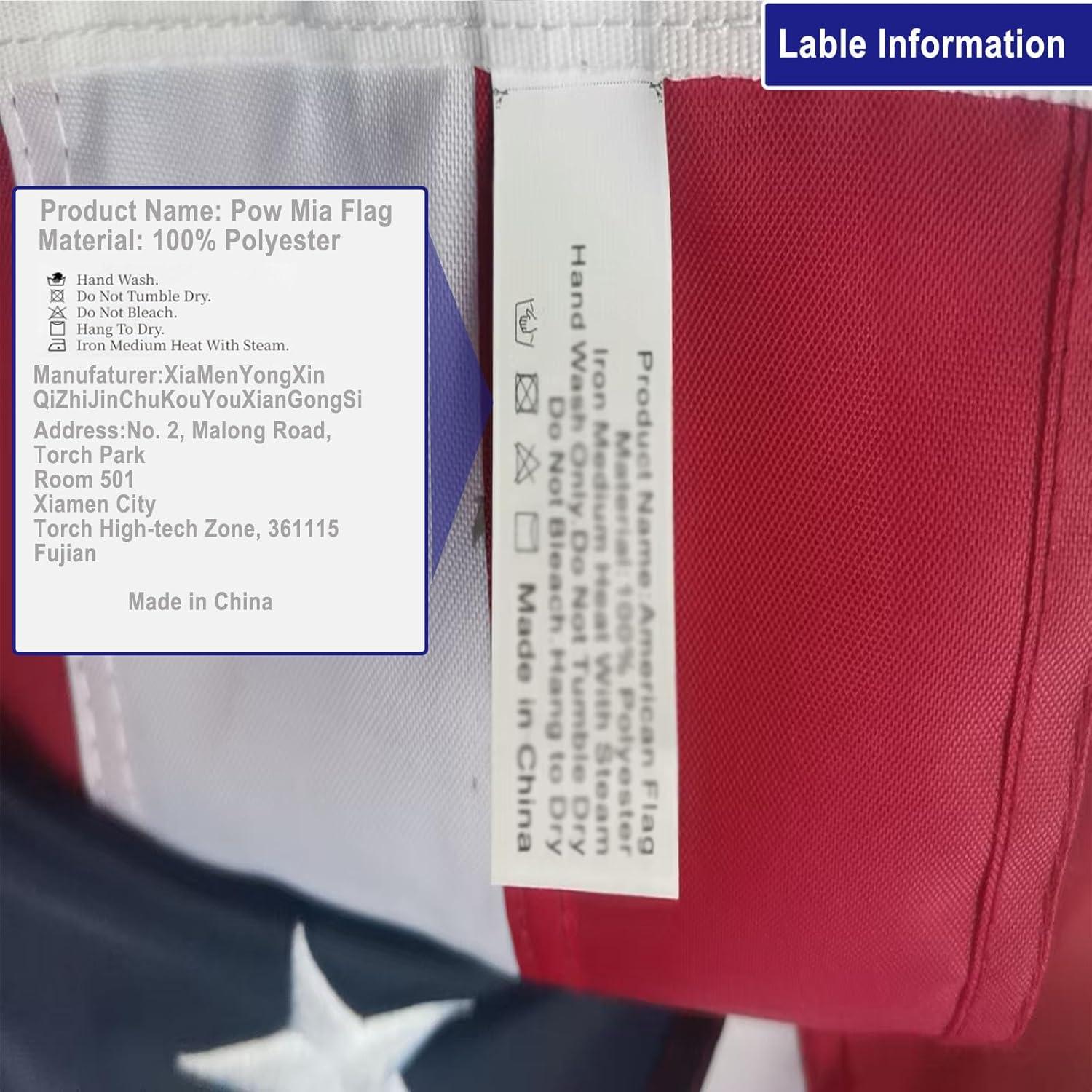 POW MIA 3x5 Nylon Flag - Double Sided and Embroidered - All Weather, Durable, Outdoor Nylon Flag - Front Line Flags