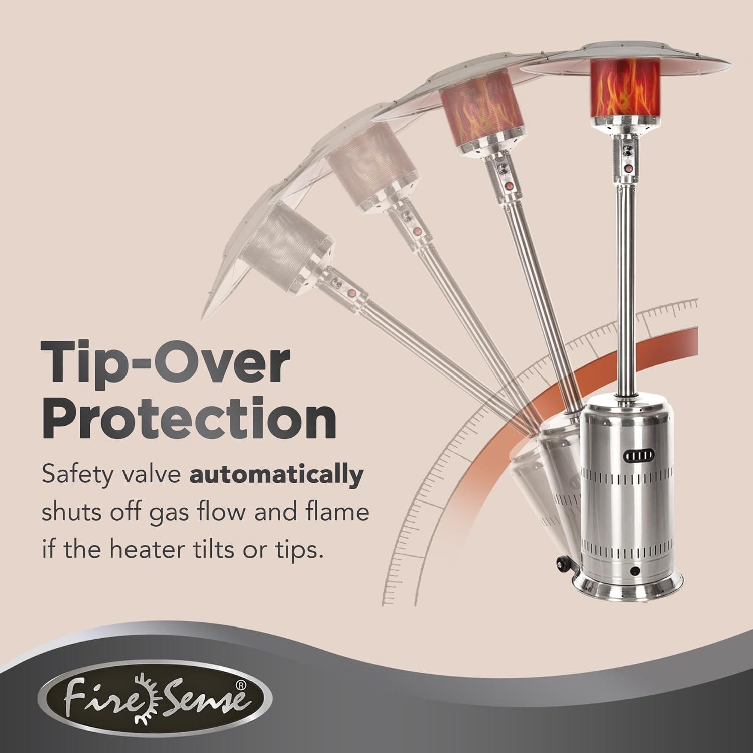 Fire Sense Fire Sense Performance Series Patio Heater with Wheels 50,000 BTU Output-Unpainted Stainless Steel