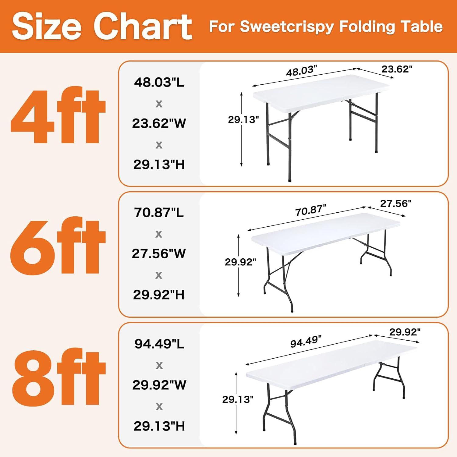 4 ft Portable Folding Table, Idustrial Heavy-Duty Foldable Table, HDPE Plastic Table, with Carrying Handle, Locks, Stright Legs for Indoor & Outdoor Party, Barbeque, Camping, Board Games - White