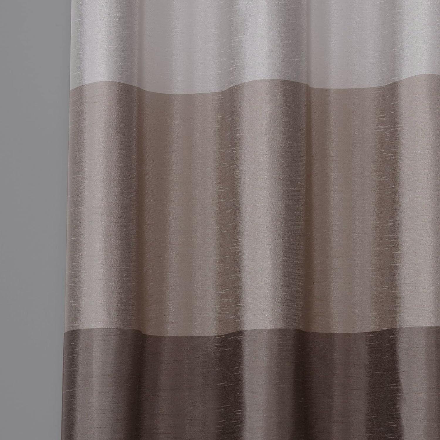 Set of 2 96"x54" Chateau Striped Faux Silk Grommet Top Window Curtain Panel Taupe: Room Darkening Drapes, Exclusive Home