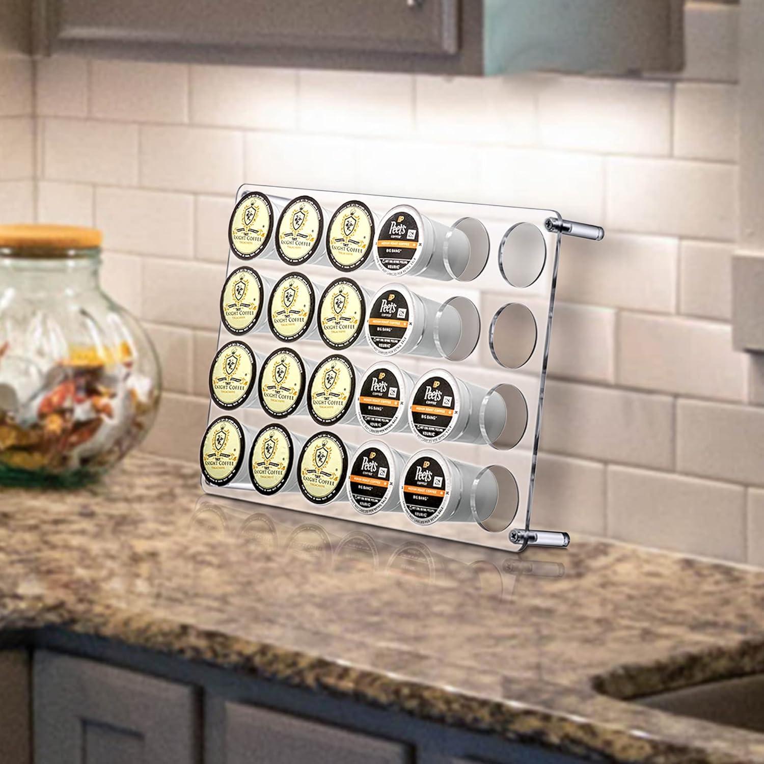 Amazing Abby 24-Slot Flat Acrylic Coffee Pod Holder, Large-Capacity Plastic Coffee Capsule Storage, BPA-Free and Shatter-Proof, Great for Use on Countertop or in Drawer, Up to 24 Keurig K-Cups