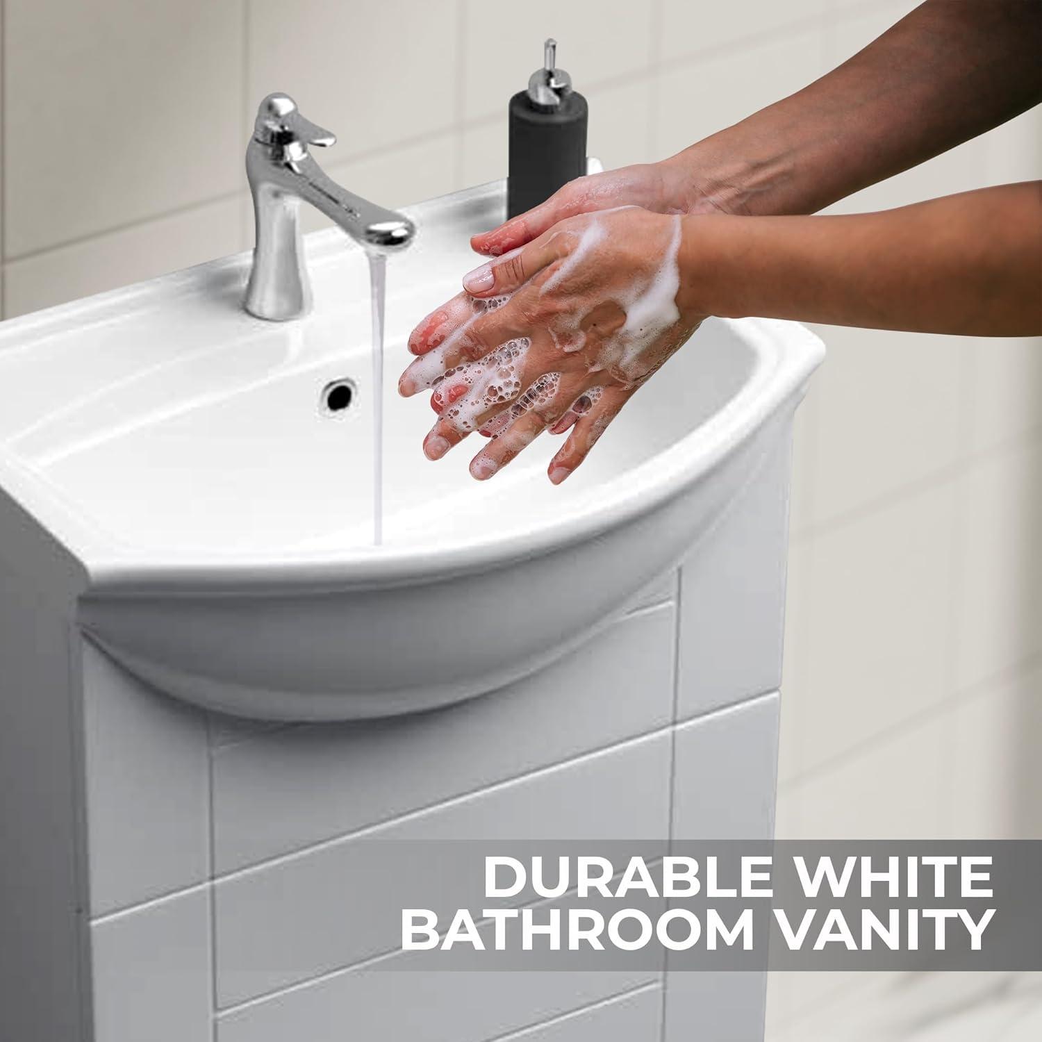 The Renovators Supply Inc. 13.5'' White U-Shaped Bathroom Sink with Faucet and Overflow